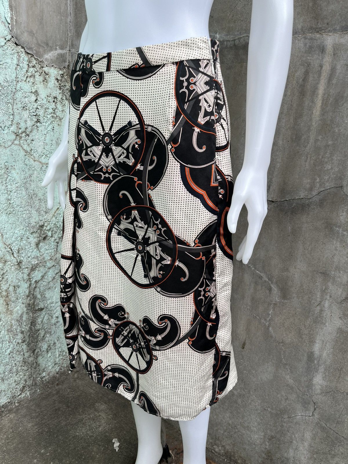 Hermes Silk Printed Carriage Midi Skirt Size 26" / US 2 / IT 38 - 3 Thumbnail