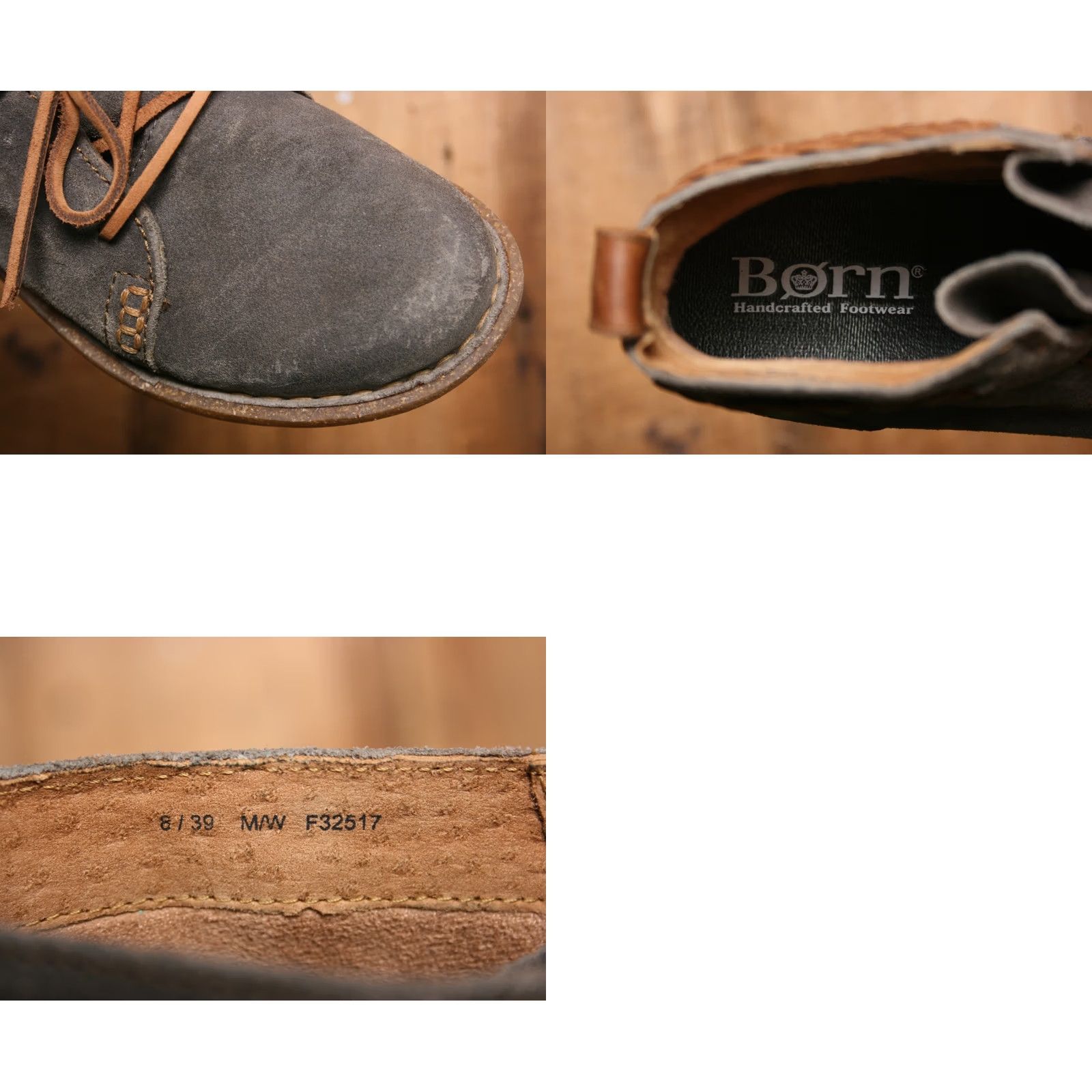 Born Børn Temple Ankle Booties Women's Sz. 8M Distressed Suede Smokey Gray Leather Lace Up Bootie Size US 8 / IT 38 - 8 Thumbnail