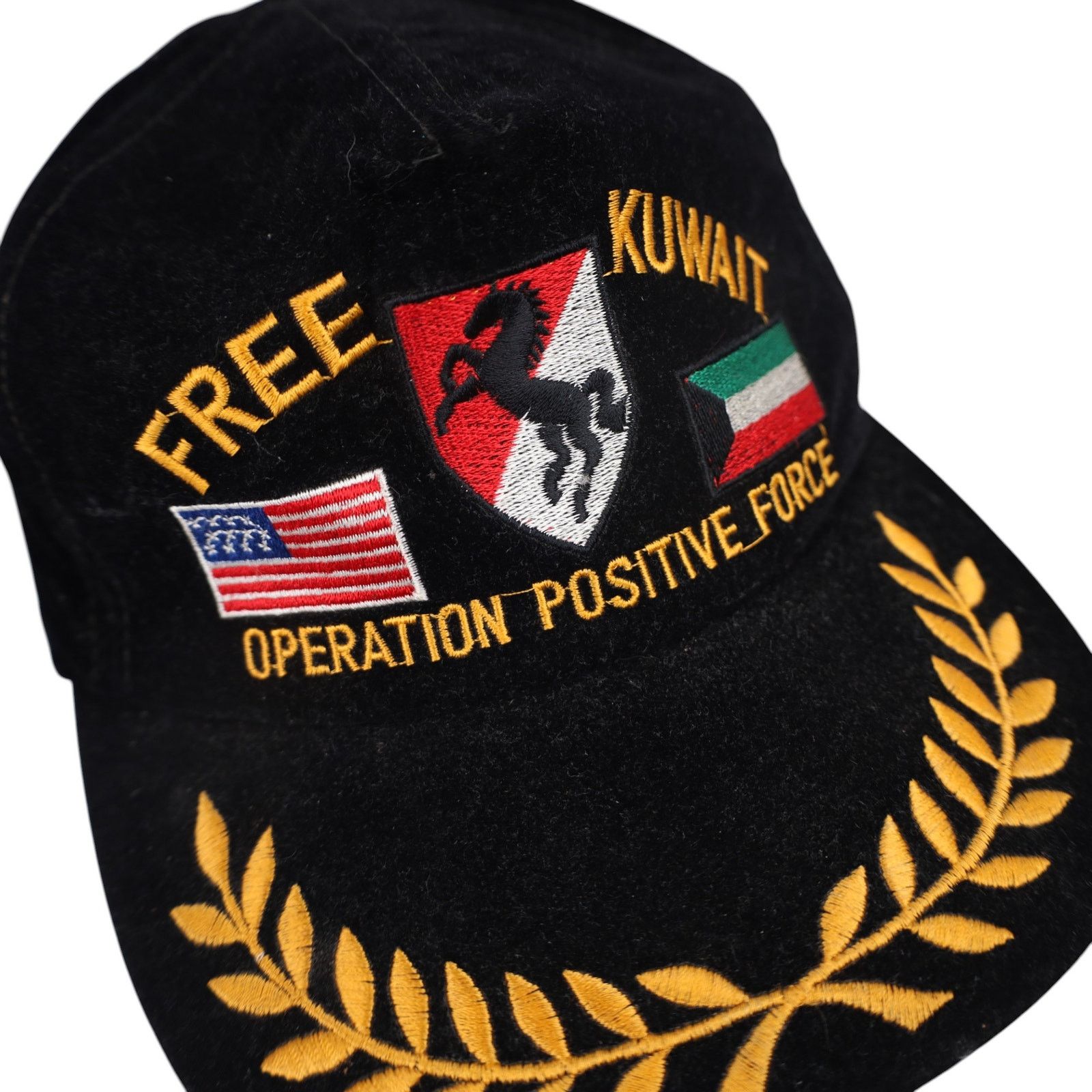 Vintage VTG Velvet Military Free Kuwait Operation Positive Force Hat Size ONE SIZE - 3 Thumbnail