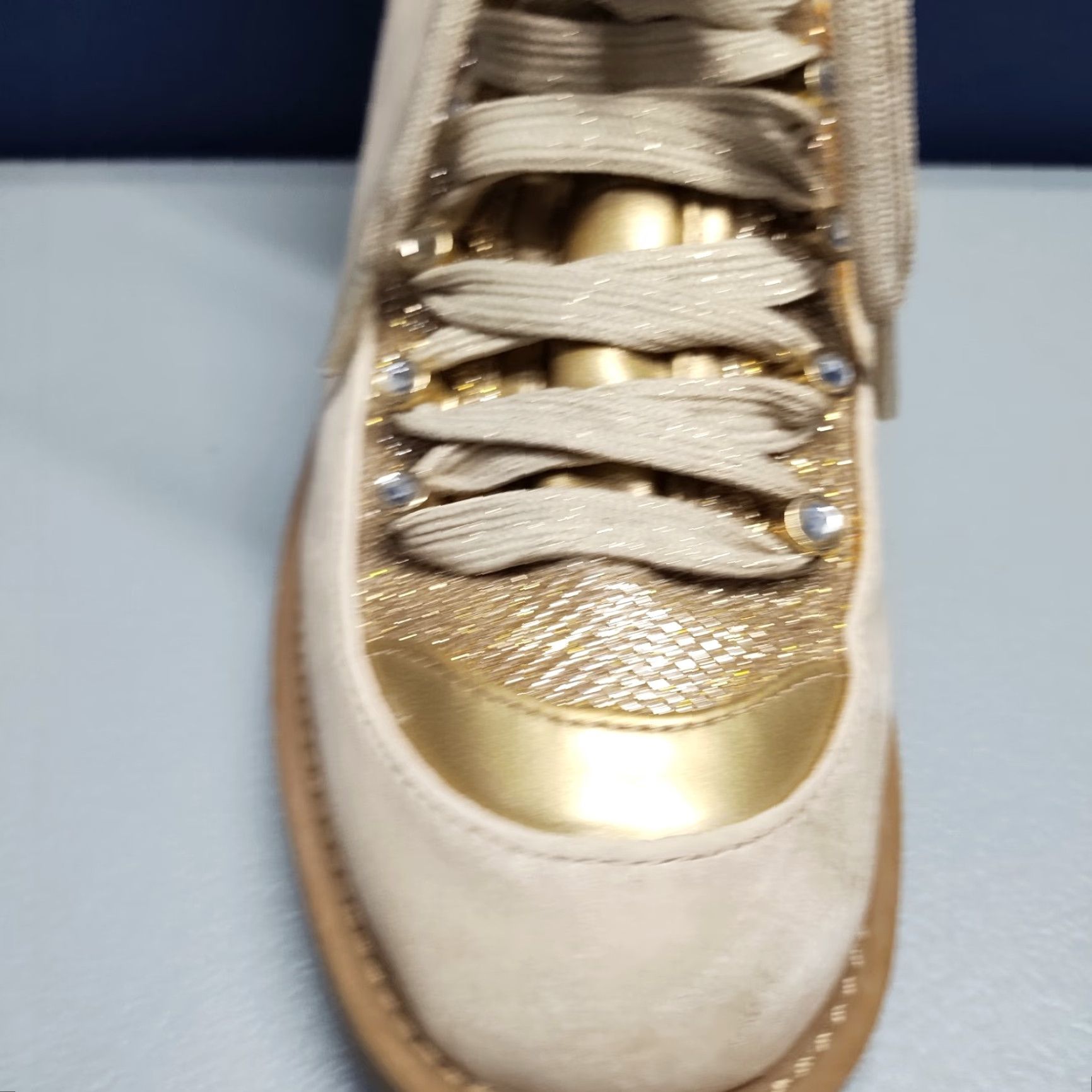 Juicy Couture Juicy Couture Heeled Boots Women's Size 8M Gold Sude Leather Faux Fur Lace-up Bootie Size US 8 / IT 38 - 3 Thumbnail