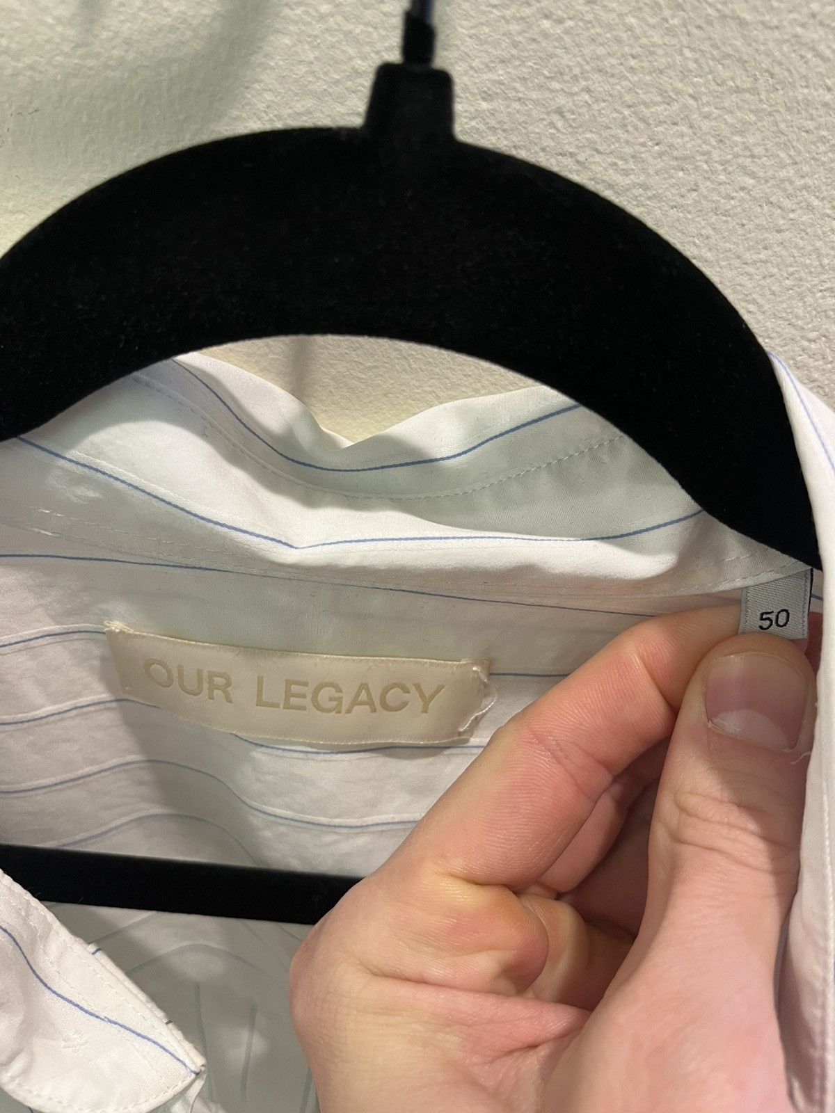 Our Legacy Our Legacy Borrowed Shirt Blue Sapphire Pinstripe Size US L / EU 52-54 / 3 - 6 Thumbnail