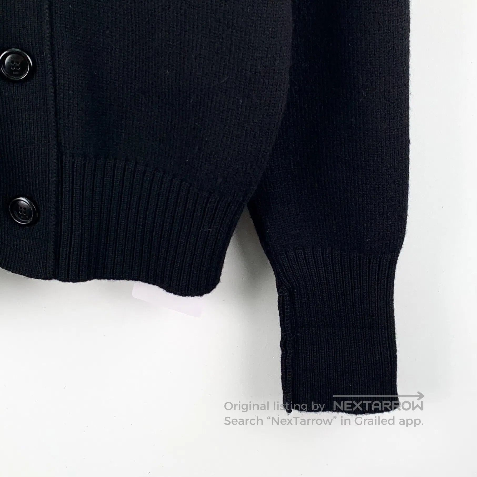 AMI Ami Black Heart Embroidered Wool V-neck Single Breasted Lo Size S / US 4 / IT 40 - 5 Thumbnail
