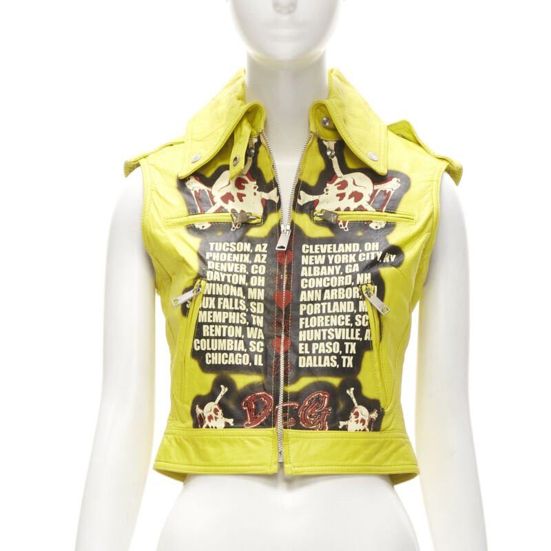 Dolce & Gabbana D&G DOLCE GABBANA Vintage 2001 yellow Modern Beauty rock leather biker IT38 XS Size XS / US 0-2 / IT 36-38 - 1 Thumbnail
