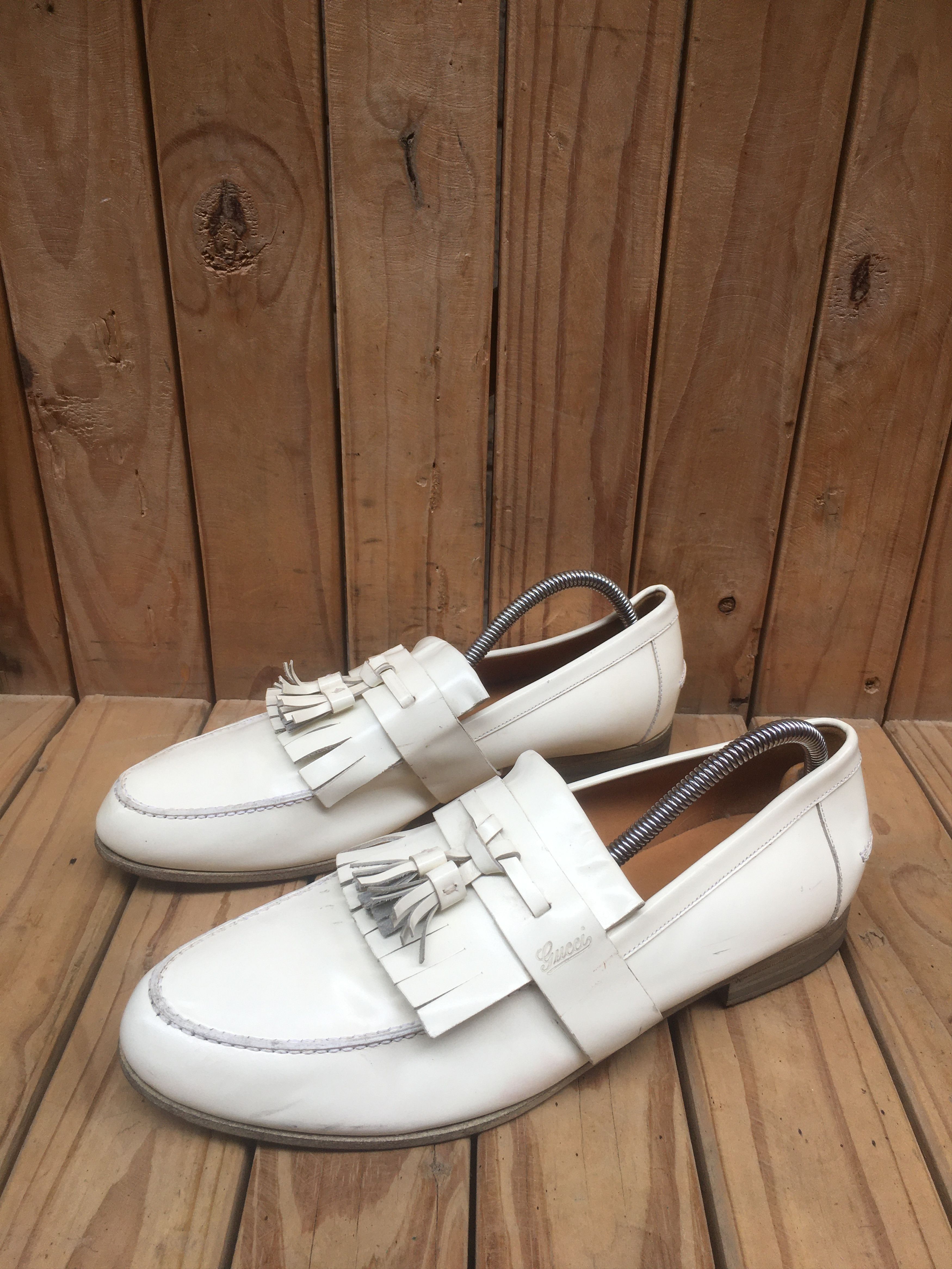 Gucci Gucci 216146 Cream Men's leather Loafers USA 7.5 EUR 41 Size US 7.5 / EU 40-41 - 5 Thumbnail