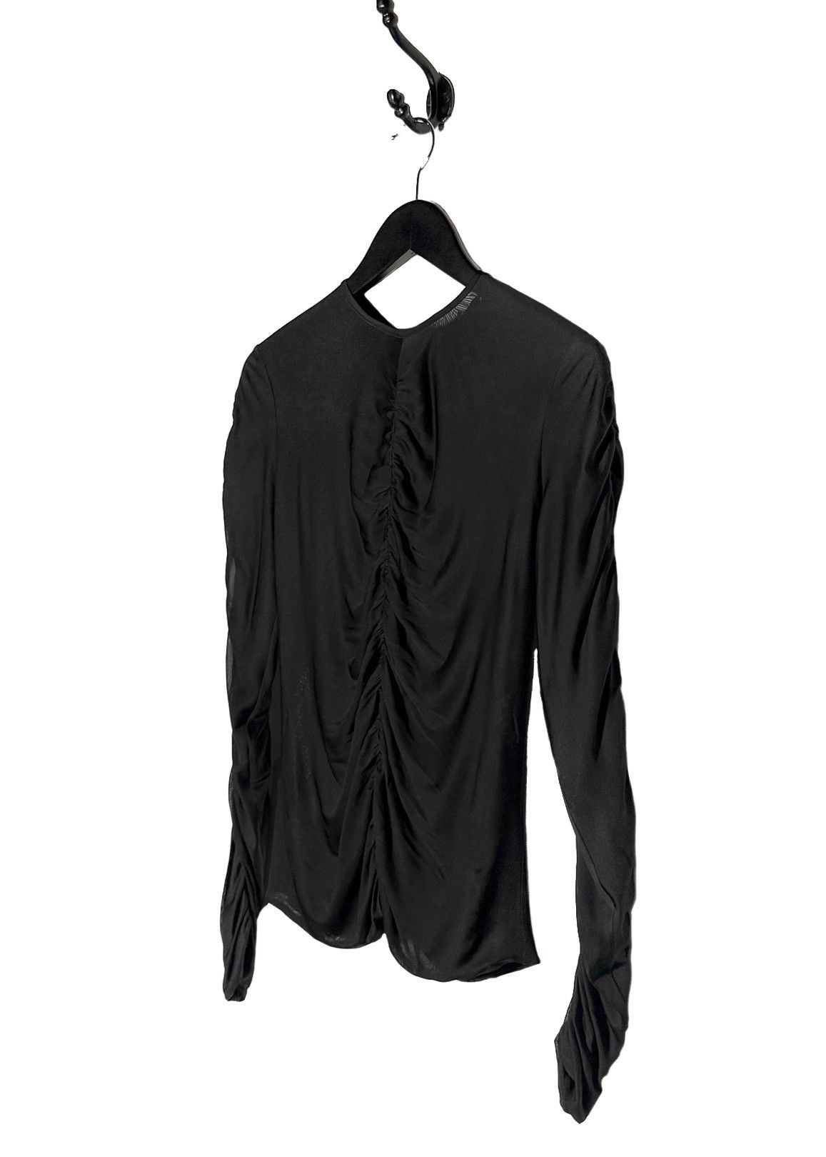 Gucci Gucci FW23 Black Gathered Viscose Jersey Long Sleeves Top Size S / US 4 / IT 40 - 2 Thumbnail