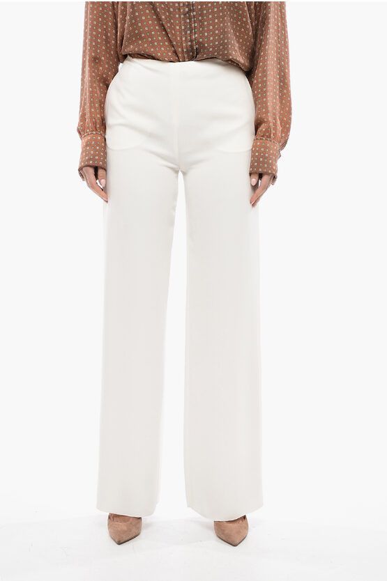 image of Valentino Silk Palazzo Pants in White, Women's (Size 30)