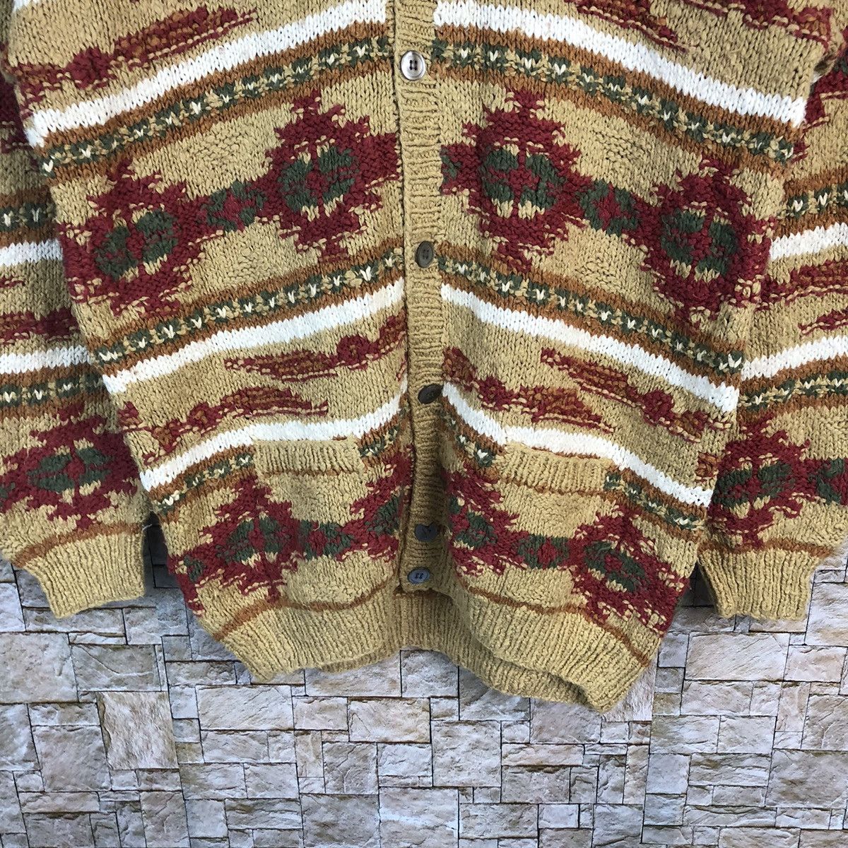 Barry Bricken D Barry Bricken Brown Red art knitwear Cardigan #A372 Size US S / EU 44-46 / 1 - 6 Thumbnail