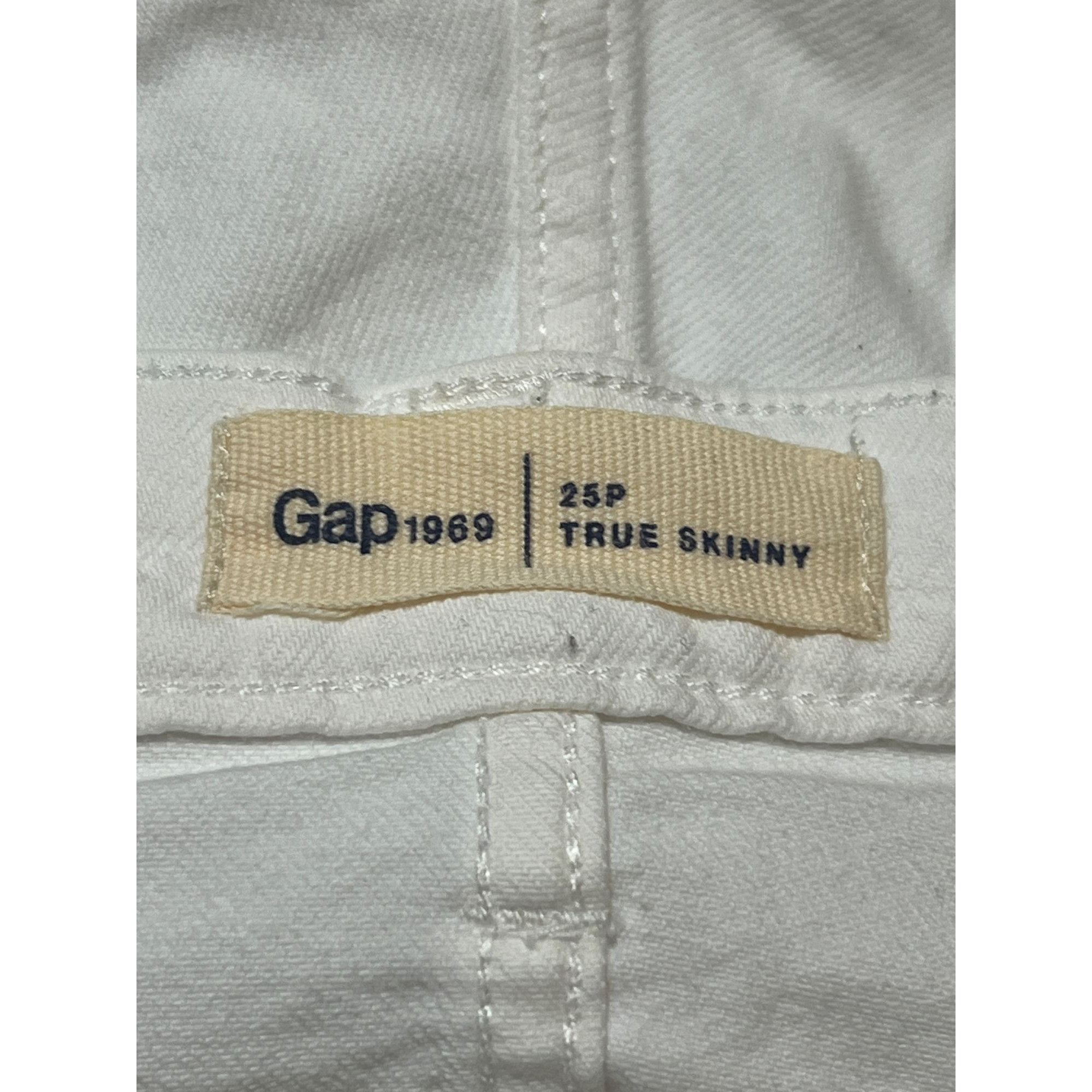 Gap Gap White True Skinny Jeans Raw Hem Ankle Side Slits Distres Size 25" / US 0 / IT 36 - 5 Thumbnail