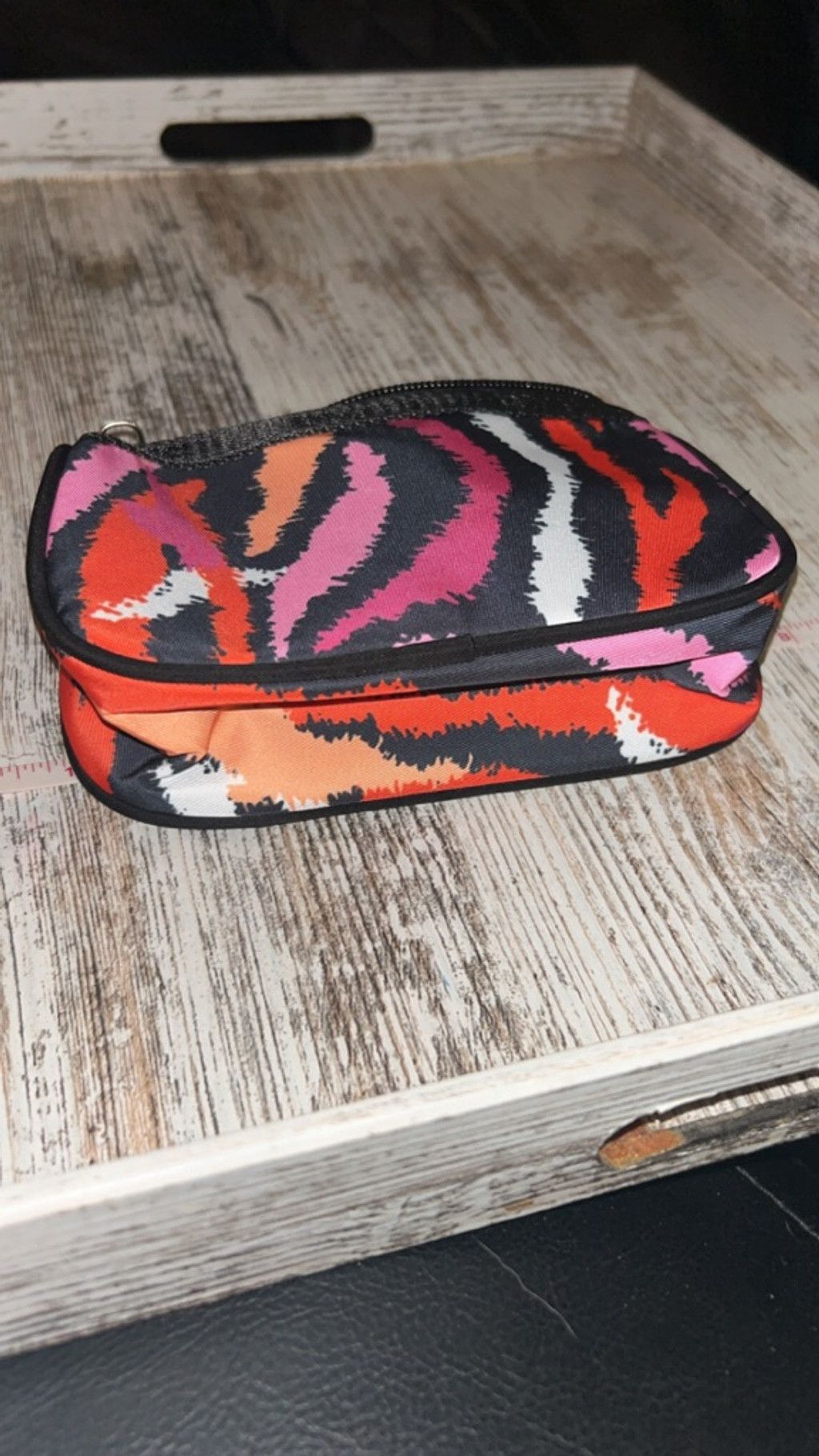 Other Women's DVF One Size Cosmetic Bag Black Pink Orange Zebra p Size ONE SIZE - 3 Thumbnail