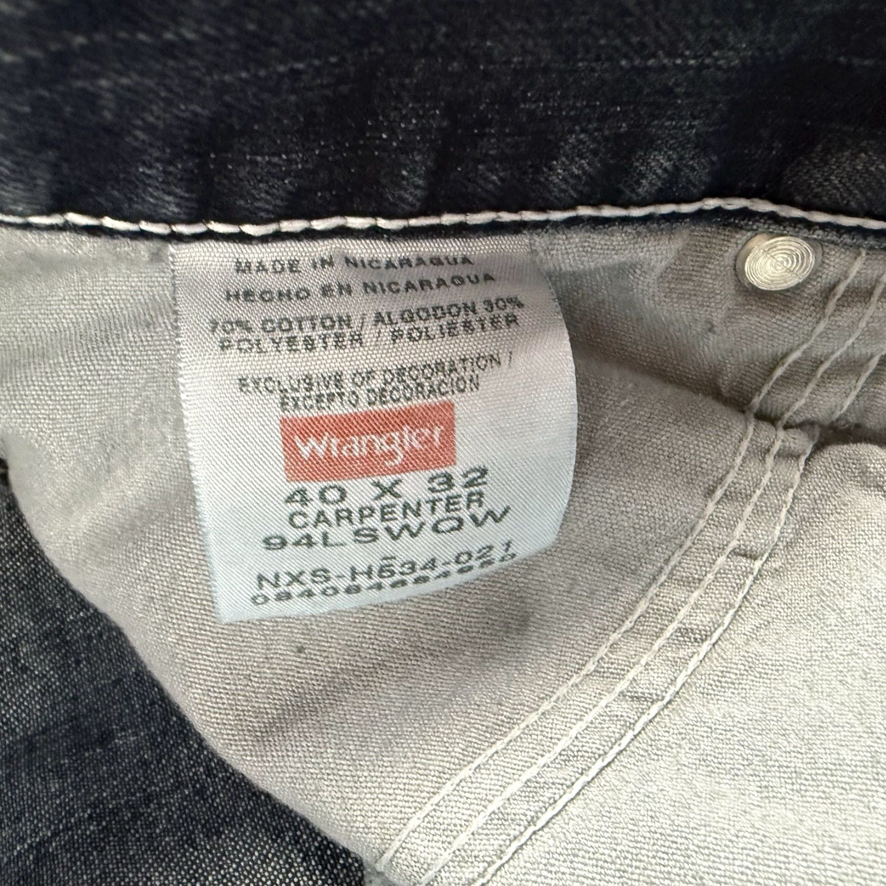 Wrangler VINTAGE Wrangler Jeans Men’s 40x32 Blue Denim Straight 94 LSWQW Grunge Distressed Pockets Baggy 94LSWQW Size US 40 / EU 56 - 2 Thumbnail