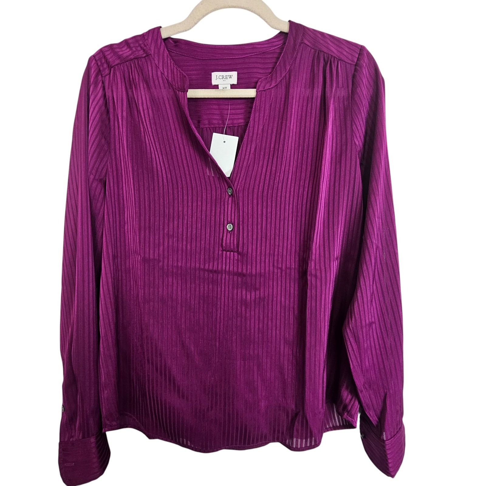 J.Crew J. Crew Womens Shadow Striped Popover Placket Blouse Size XS Size XS / US 0-2 / IT 36-38 - 2 Thumbnail