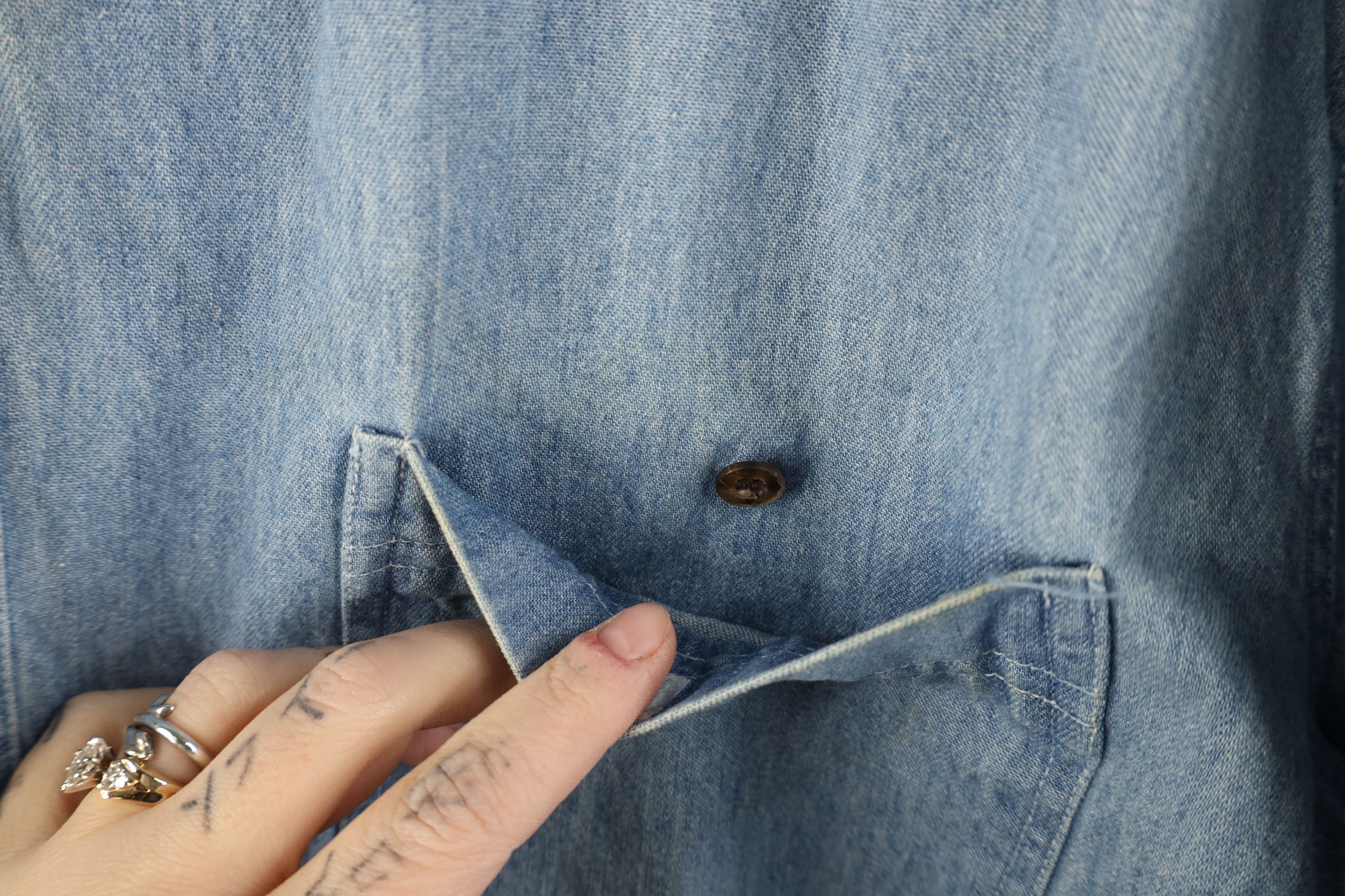 Vintage Vintage 90s Streetwear Collared Denim Jean Button Down Shirt Size US XL / EU 56 / 4 - 6 Thumbnail