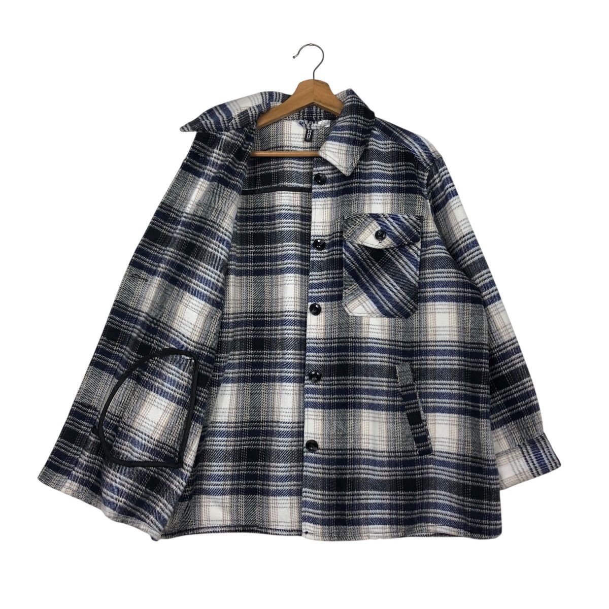 Japanese Brand 📌Vintage Flannel Jacket Wool Divided Tartan Issey Miyake Size US M / EU 48-50 / 2 - 12 Thumbnail