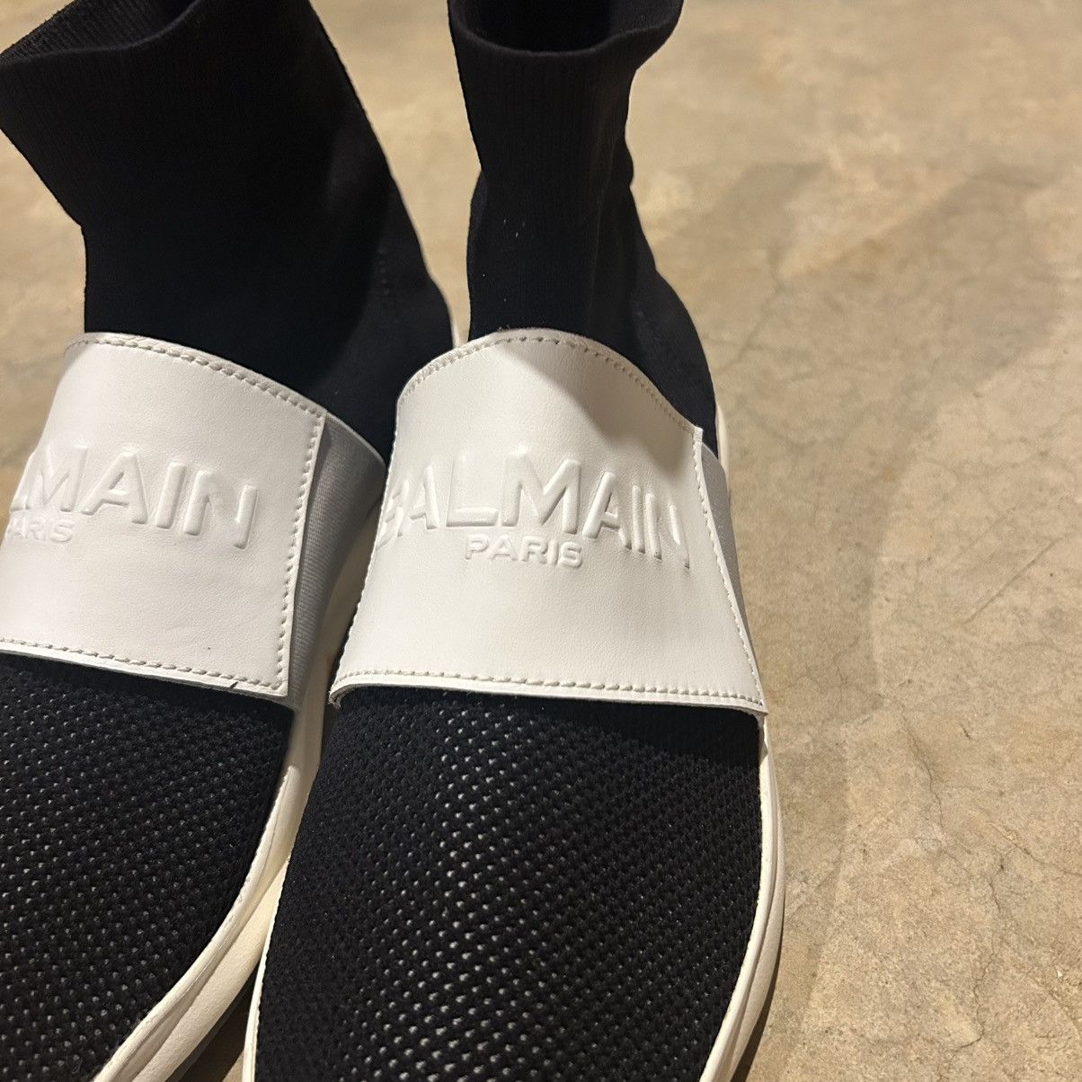 Balmain Balmain Cameron Knit High Top Sneakers US 8 Black/White Size US 8 / EU 41 - 10 Thumbnail