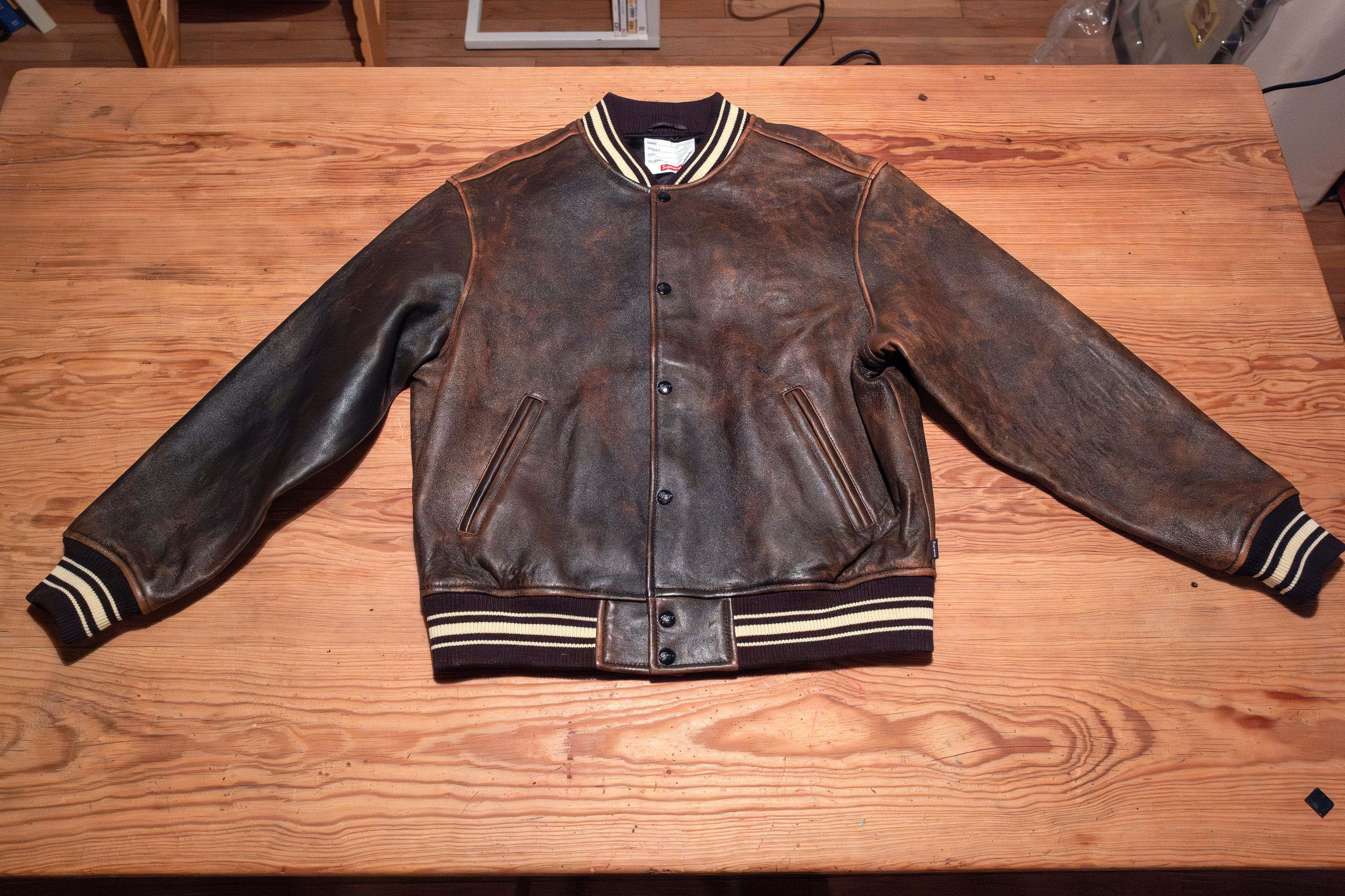 Supreme Supreme Leather Varsity Jacket Size US M / EU 48-50 / 2 - 1 Thumbnail