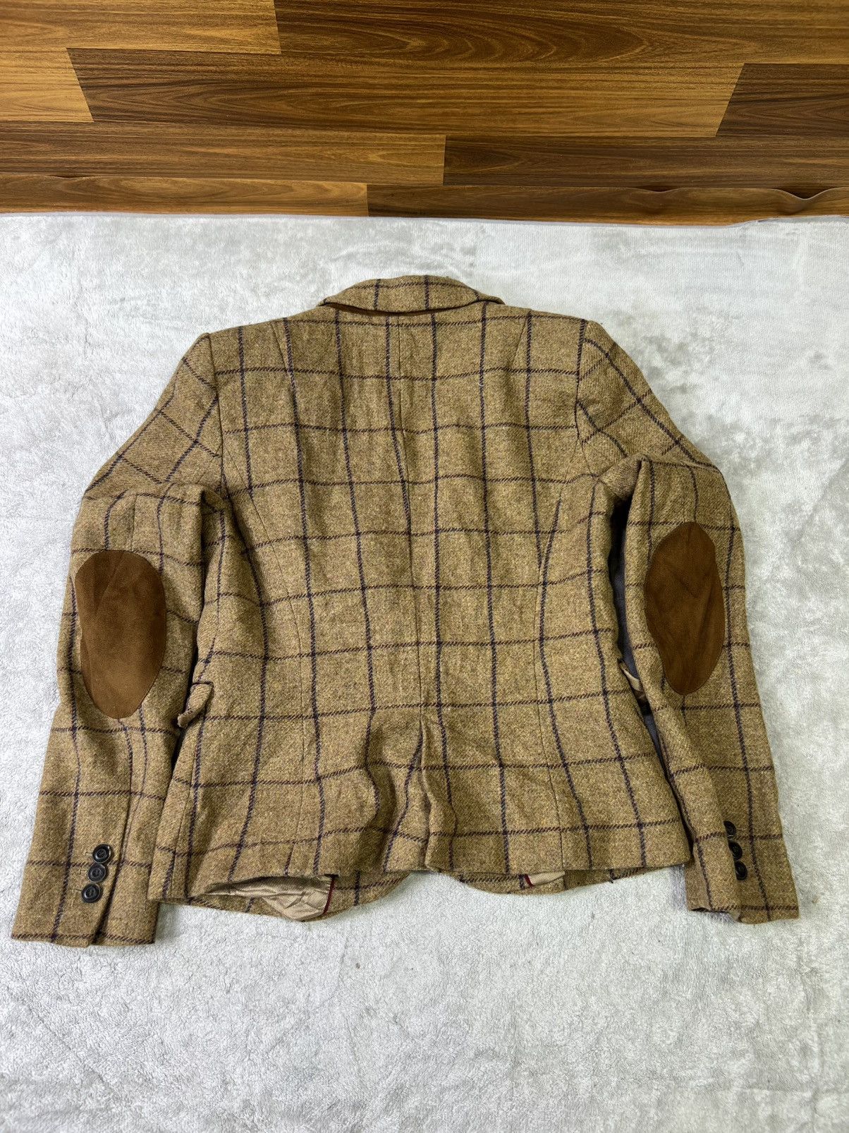 Zara Zara Basic Lambswool Windowpane Blazer Brown Elbow Patch Size M / US 6-8 / IT 42-44 - 13 Thumbnail
