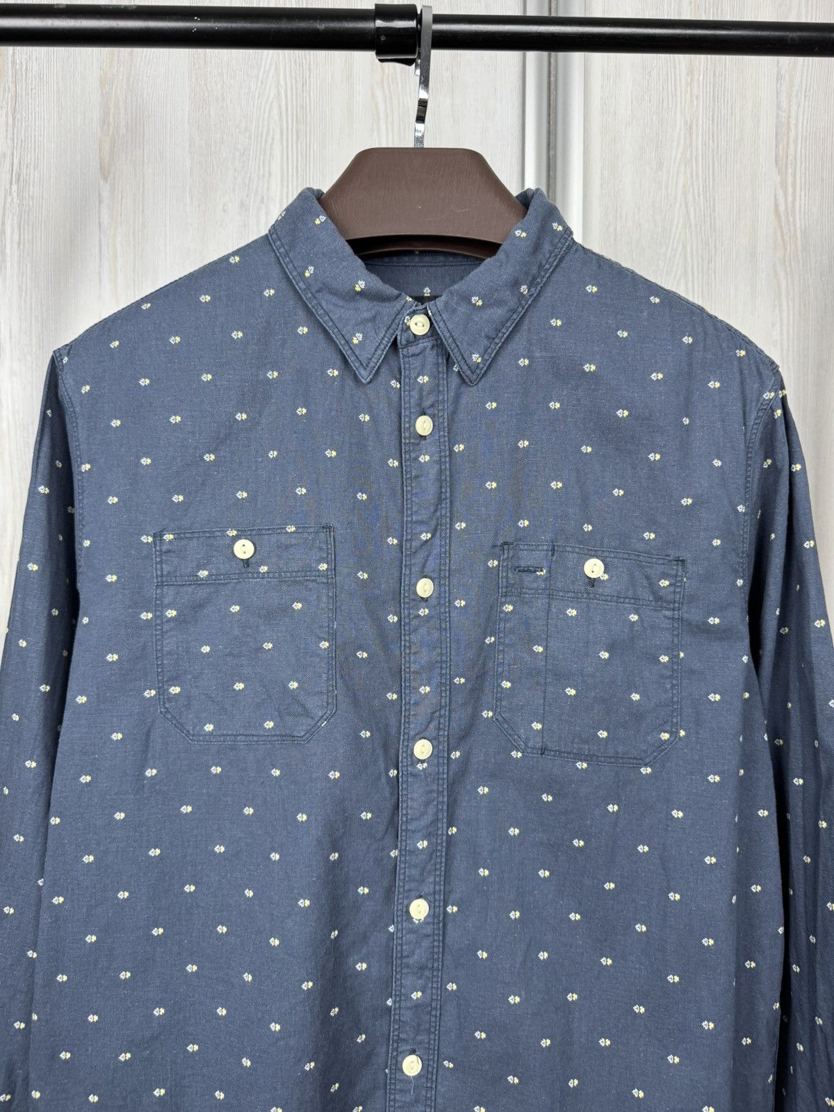 Allsaints Allsaints Casual Shirt Blue Alnico Long Sleeve Linen Cotton Size US L / EU 52-54 / 3 - 3 Thumbnail