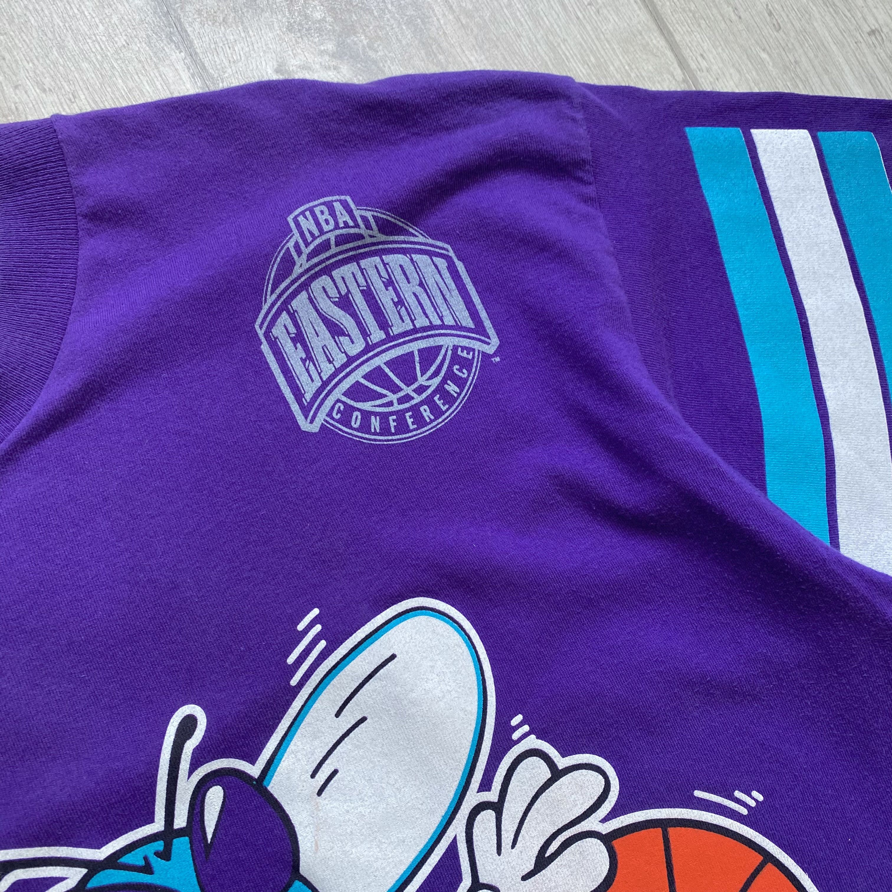 NBA 🏀 90S Vintage NBA Charlotte Hornets Single Basketball Tee Size US XL / EU 56 / 4 - 6 Thumbnail