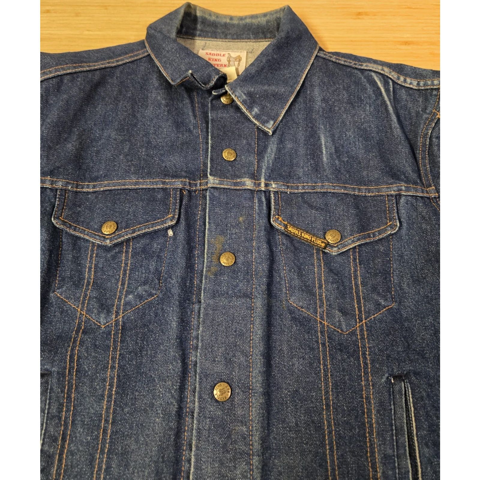 Vintage VINTAGE Saddle King Western Jacket Mens 46 Regular Blue Denim Trucker Made USA Size US S / EU 44-46 / 1 - 4 Thumbnail