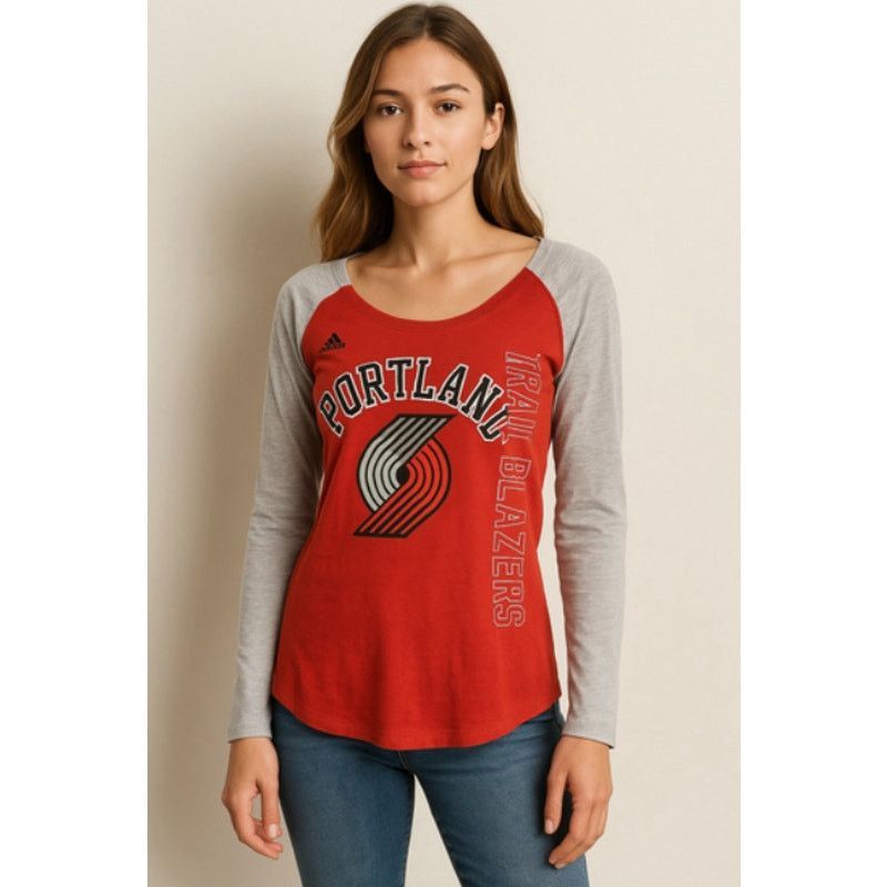 Adidas NBA Portland Trail Blazers Long Sleeve Tee Adidas Red Gray M Size M / US 6-8 / IT 42-44 - 1 Thumbnail