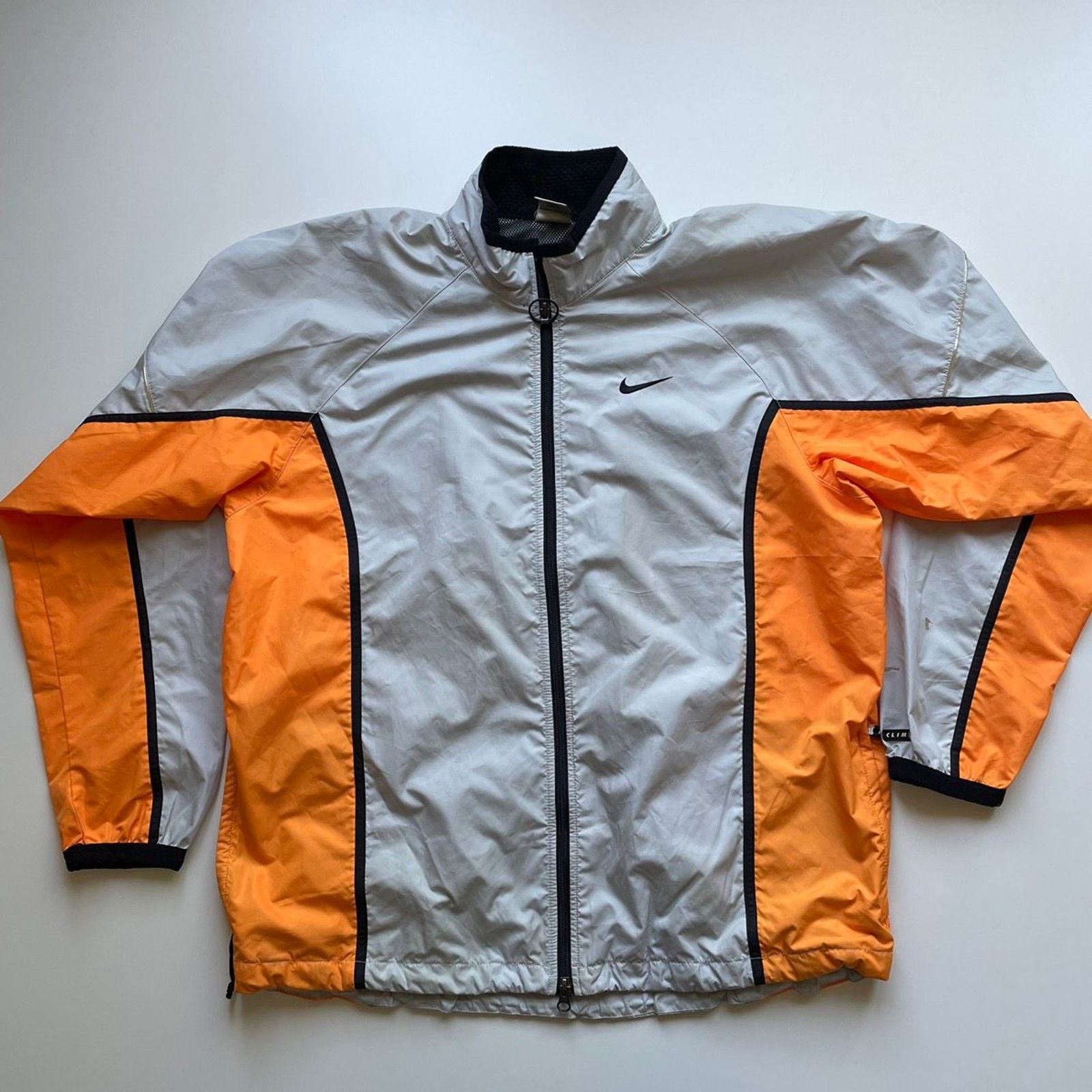 Pre-owned Nike Vintage 90's  Embroidered Windbreaker Jacket Orange Large In Gray