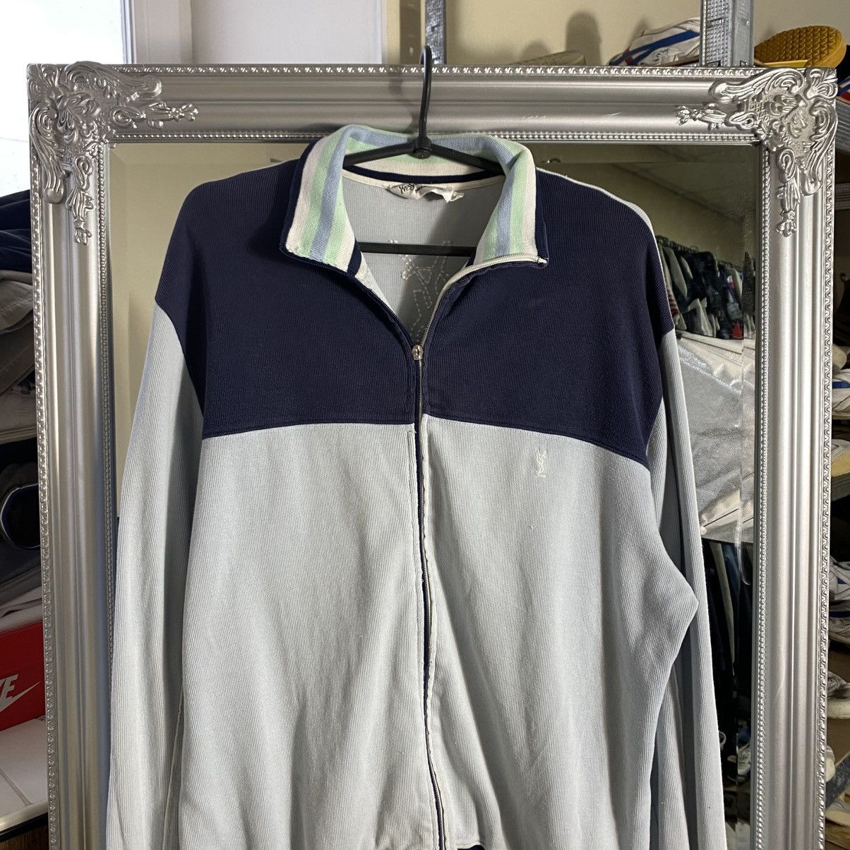 Yves Saint Laurent Yves Saint Laurent YSL big logo zip up stripes Size US L / EU 52-54 / 3 - 2 Thumbnail