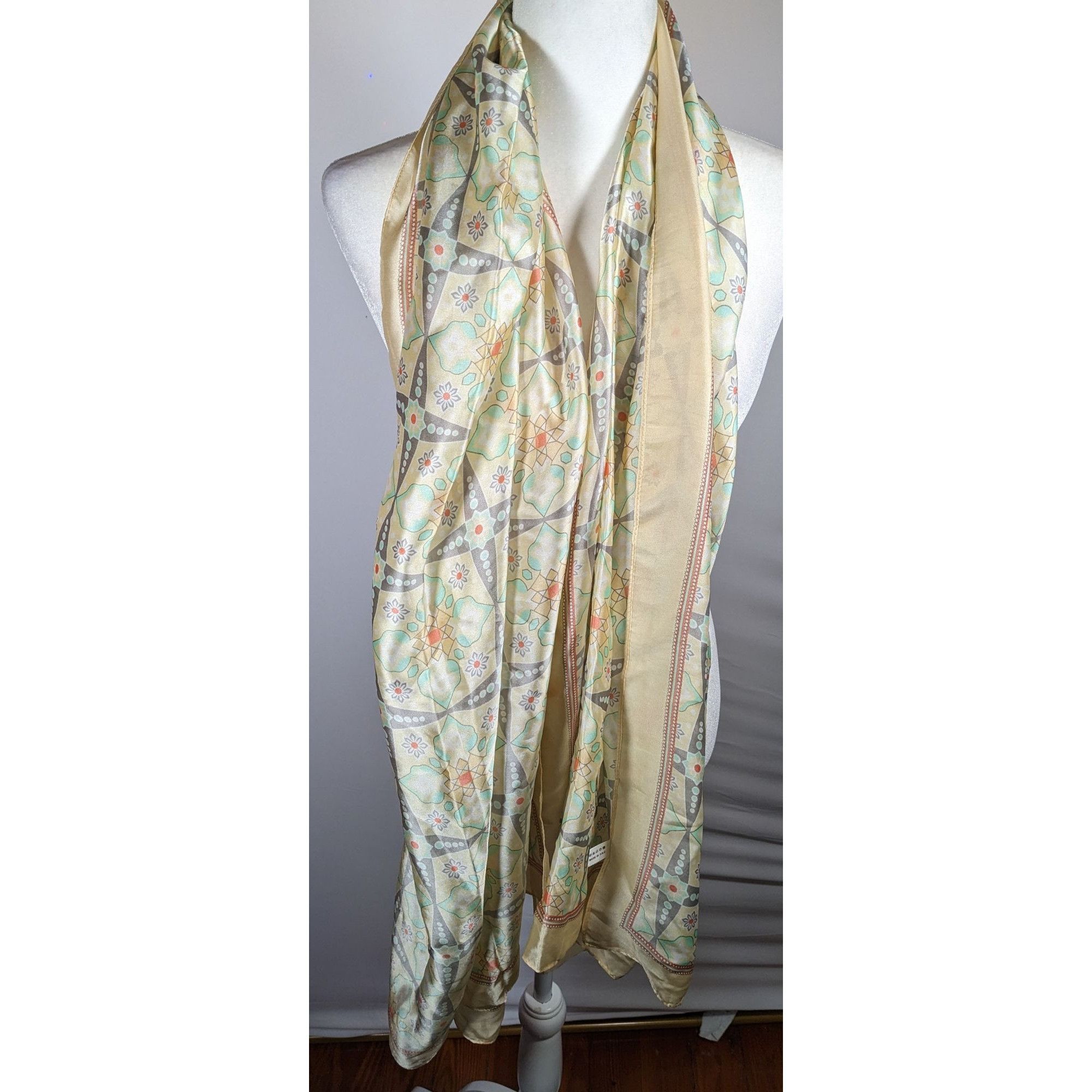 Other Vintage Retro Floral Pastel Yellow Scarf/Shawl/Wrap Size ONE SIZE - 2 Thumbnail