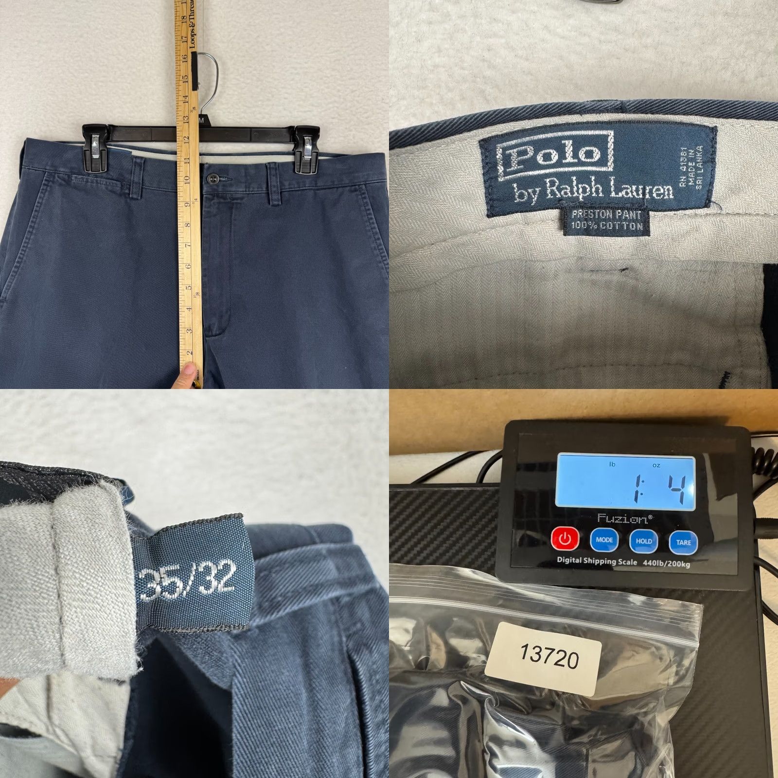 Polo Ralph Lauren VINTAGE Polo Ralph Lauren Pants Men's 35x32 Navy Blue Khakis Casual Straight 90s Size US S / EU 44-46 / 1 - 8 Thumbnail