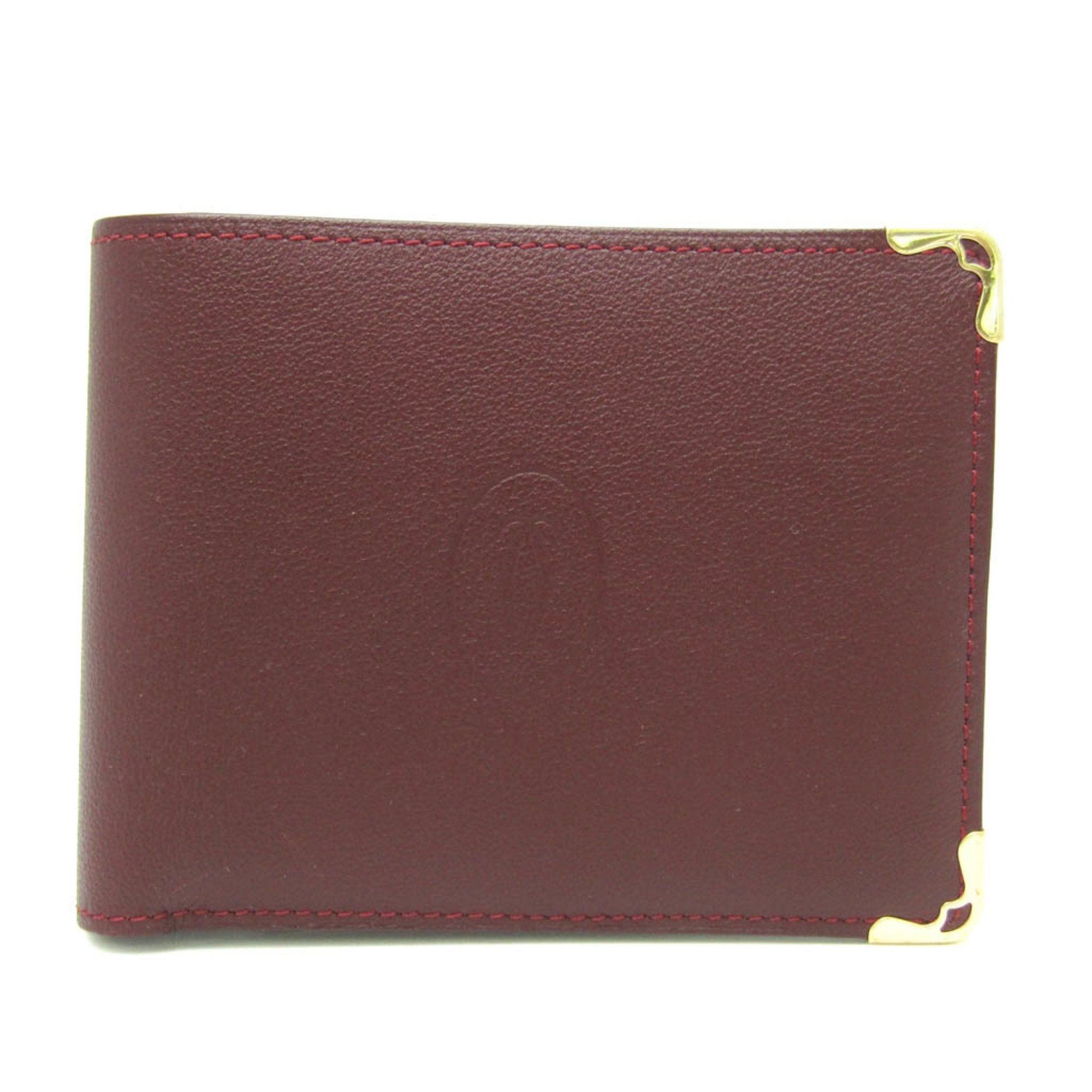 image of Cartier Must Crl3001368 Men's Calfskin Wallet [Bi-Fold] Bordeaux in Red