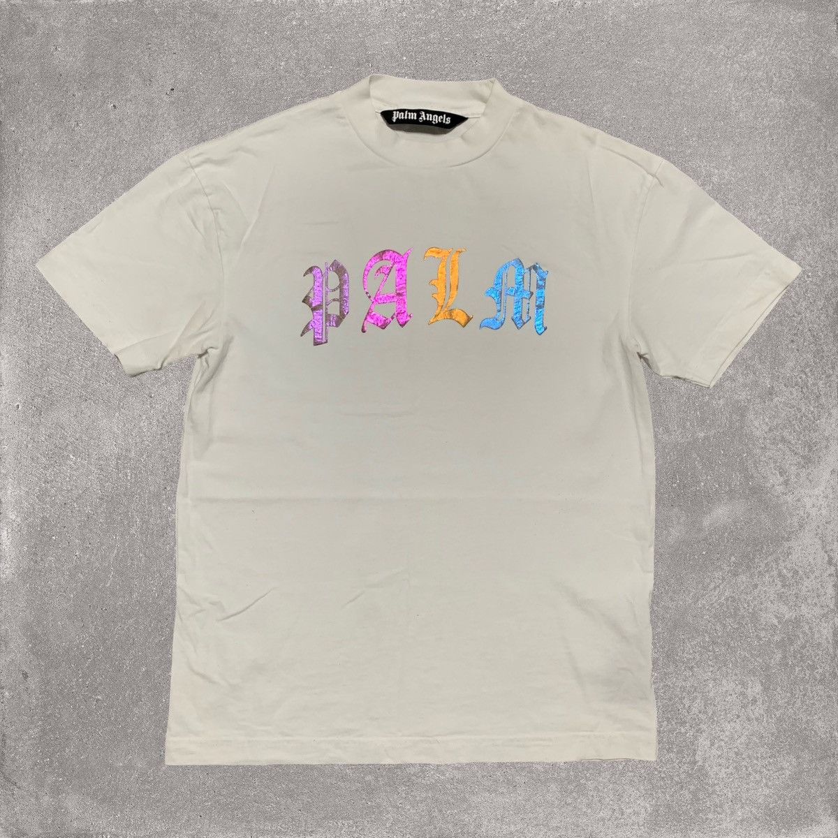 Palm Angels Palm Angels Small Gothic Logo White Tee | Grailed