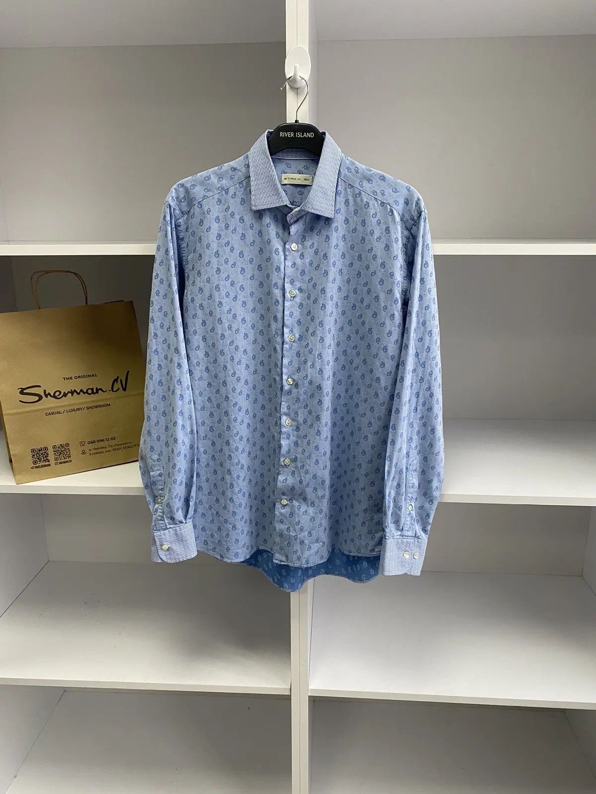 Designer × Etro × Vintage Vintage Etro Blue Luxury Denim Shirt Size US M / EU 48-50 / 2 - 2 Thumbnail