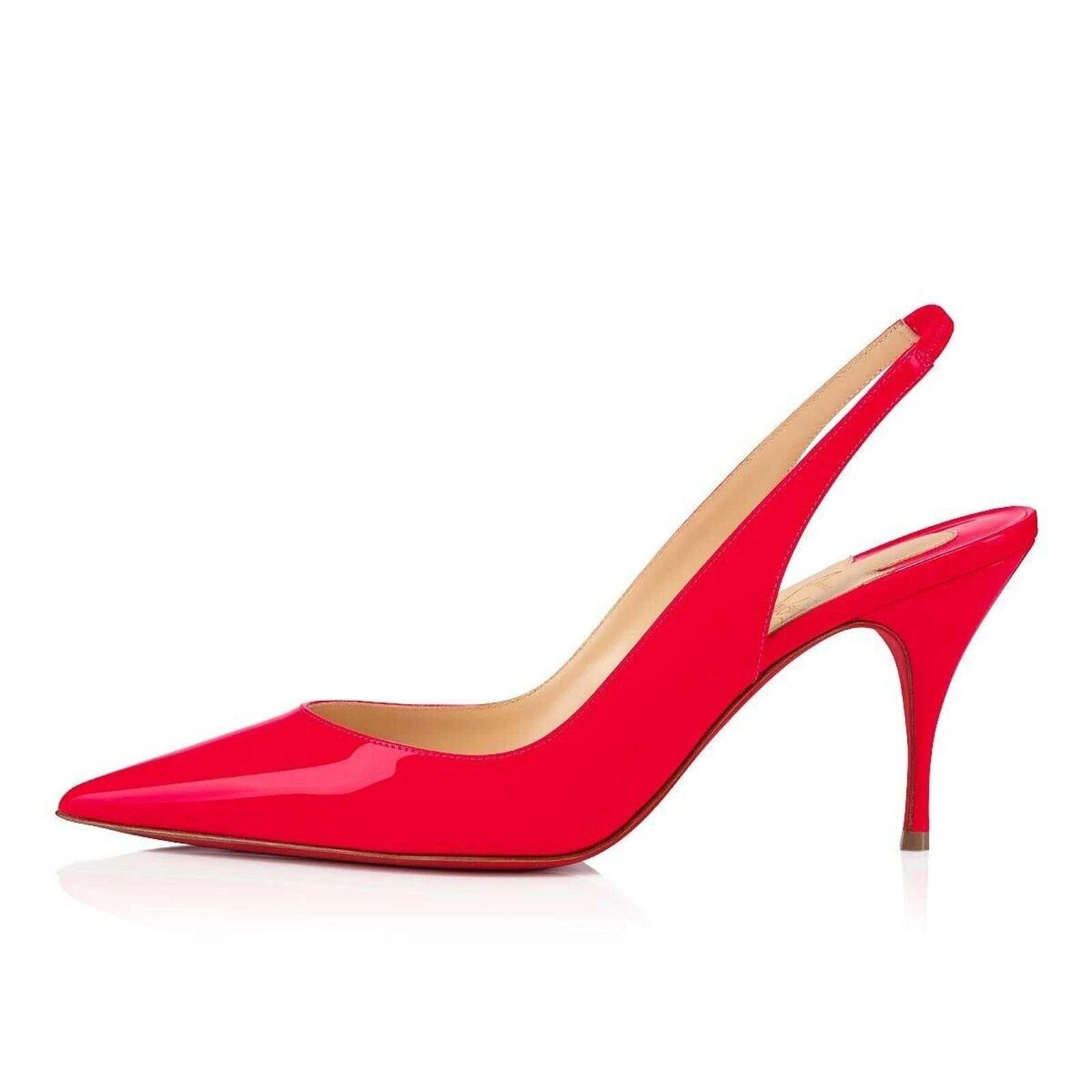 Christian Louboutin Christian Louboutin Clare Sling 80 Rose Pink Patent Fluo Size US 6 / IT 36 - 3 Thumbnail