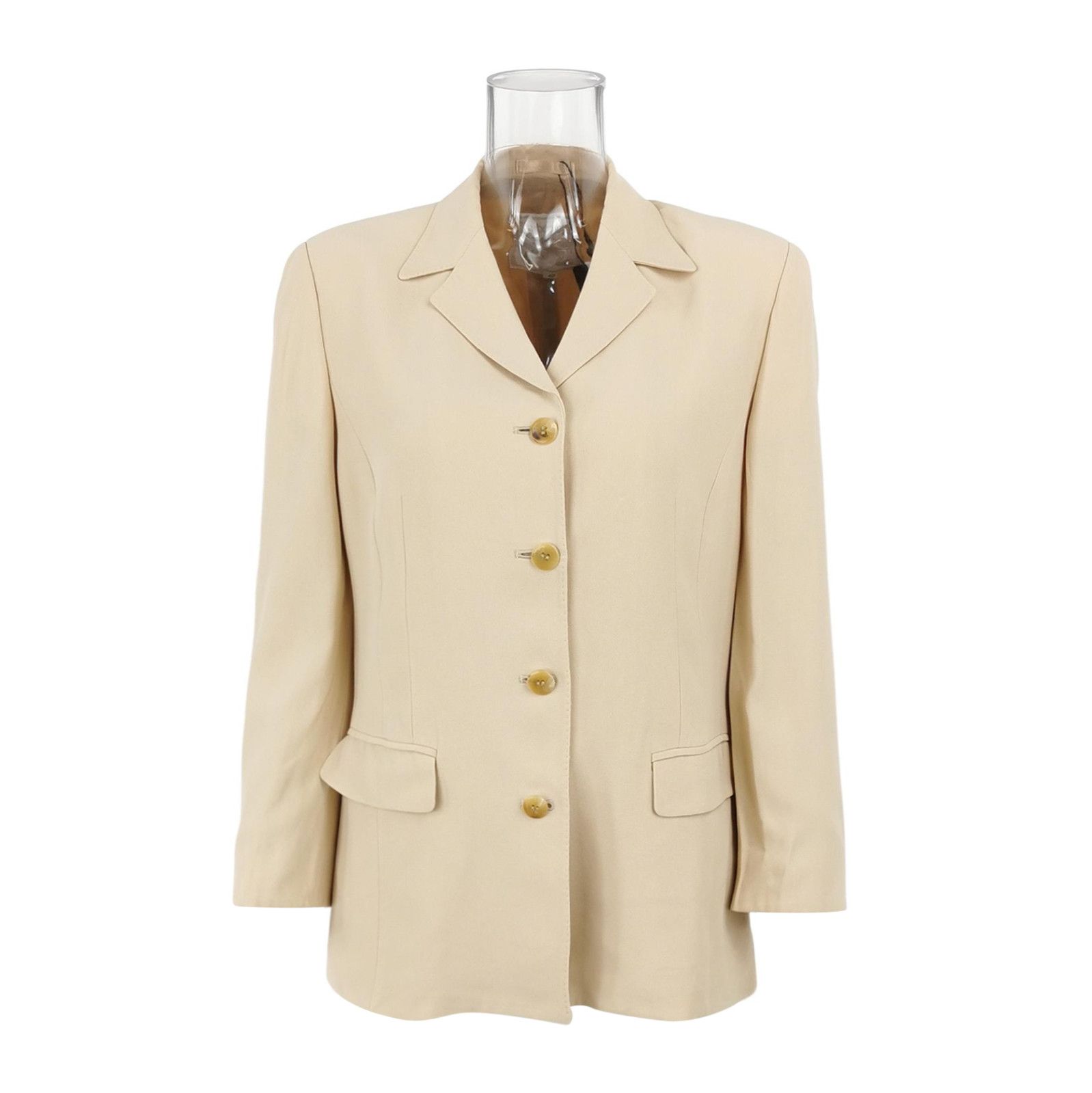 Burberry Burberry Classic Beige Button-Down Blazer 0079 Size US L / EU 52-54 / 3 - 1 Thumbnail