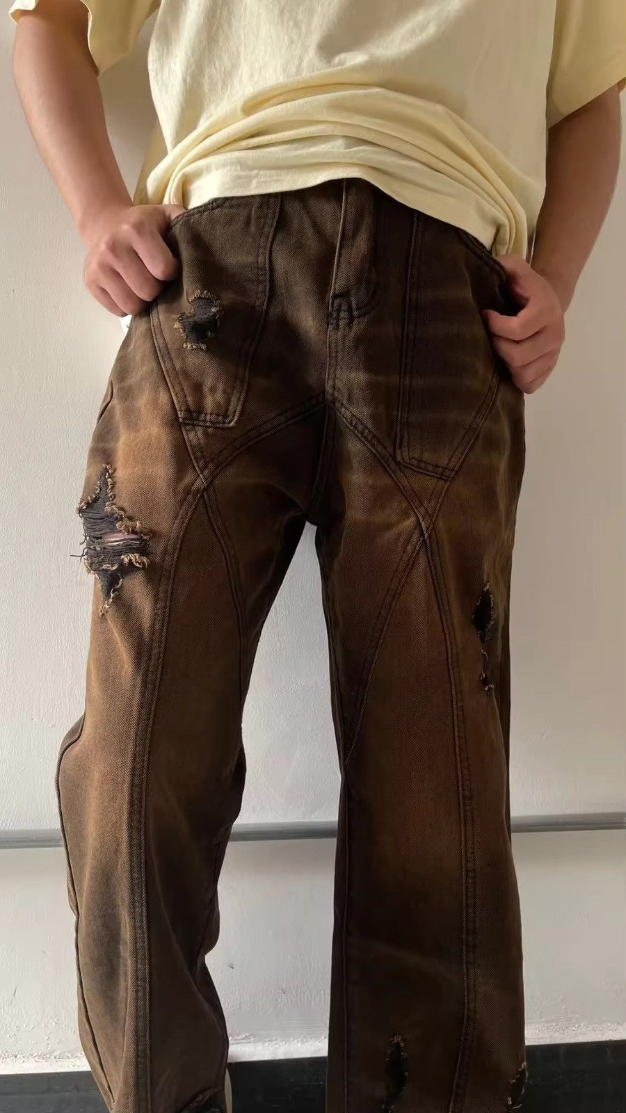 Japanese Brand × Vintage Y2k Retro Distressed High Waisted Baggy Jeans Size US 33 - 6 Thumbnail
