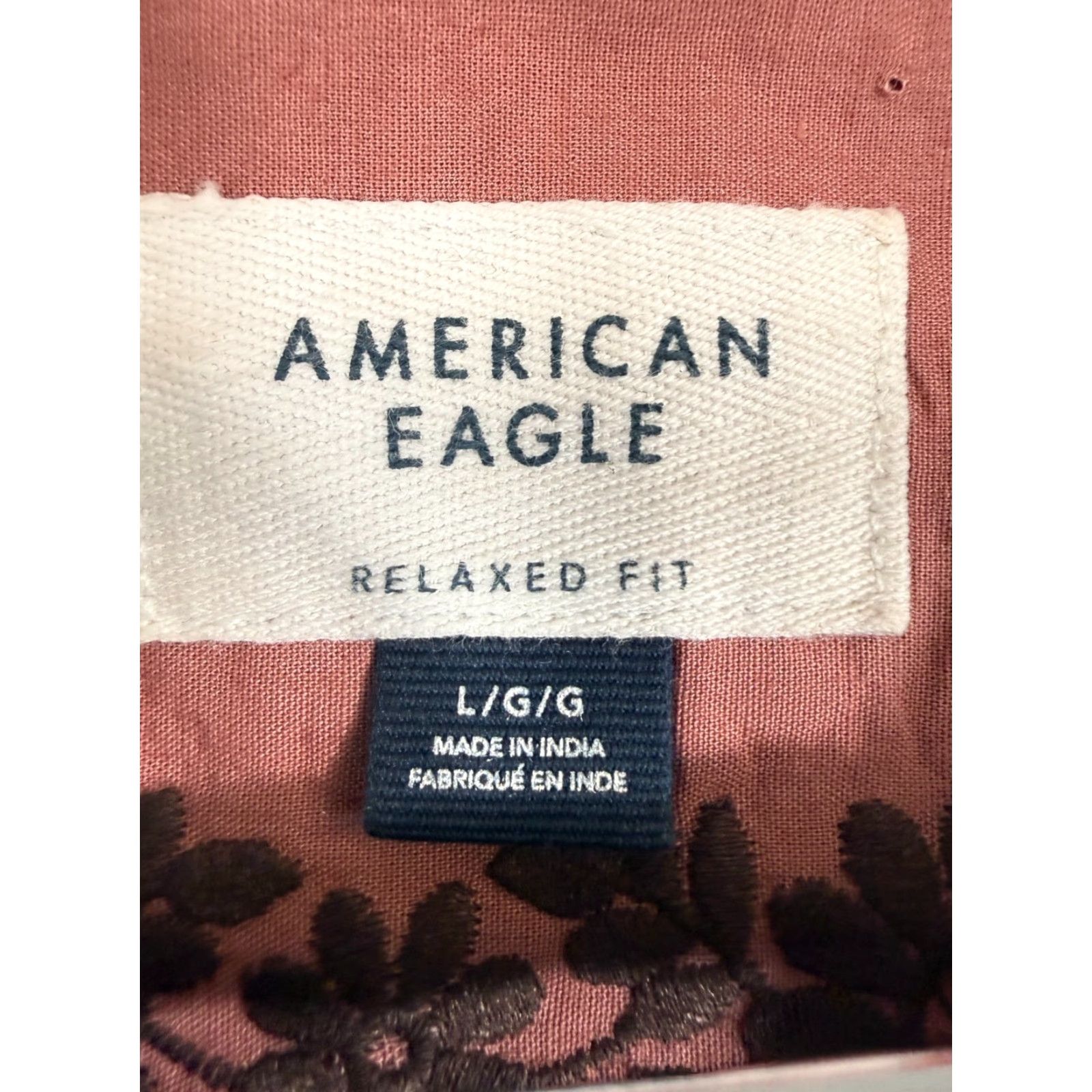 American Eagle Outfitters American Eagle Shirt Mens L Pink Floral Embroidered Button-Up Short Sleeve Relaxed Fit Size US L / EU 52-54 / 3 - 5 Thumbnail