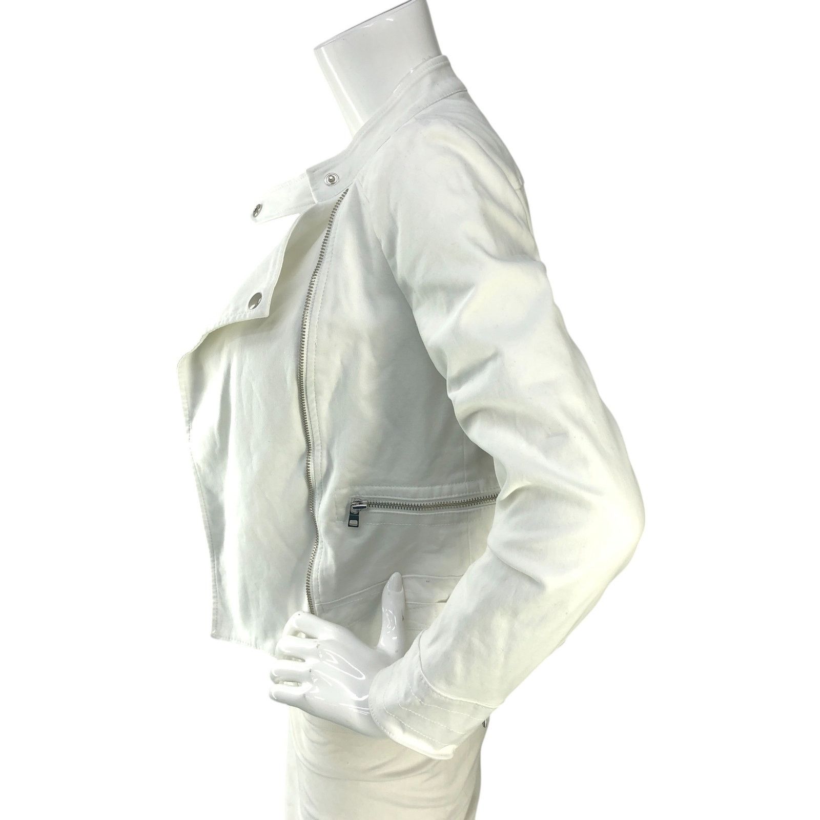 Banana Republic Banana Republic Sz XSP Jacket Soco Moto Cotton Stretch White Size XS / US 0-2 / IT 36-38 - 5 Thumbnail