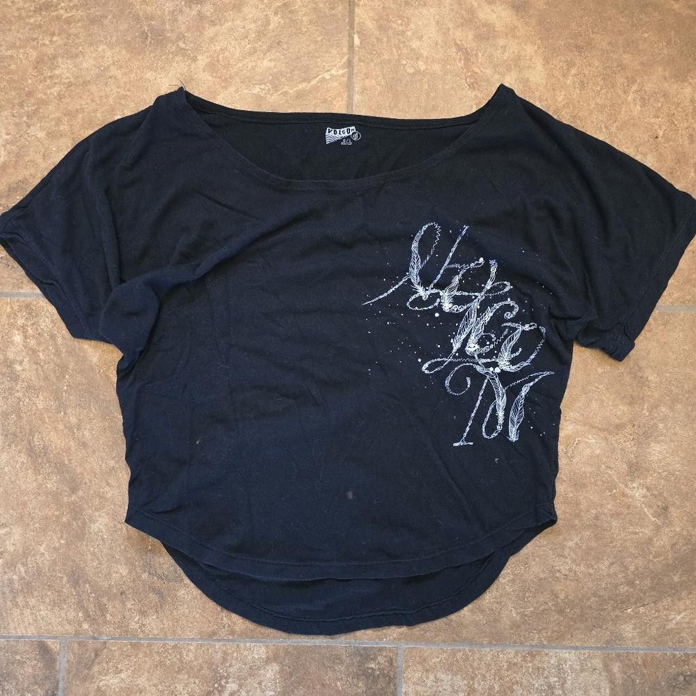 Volcom Black Detailed | VOLCOM | Cropped Short Sleeve Size M / US 6-8 / IT 42-44 - 1 Thumbnail