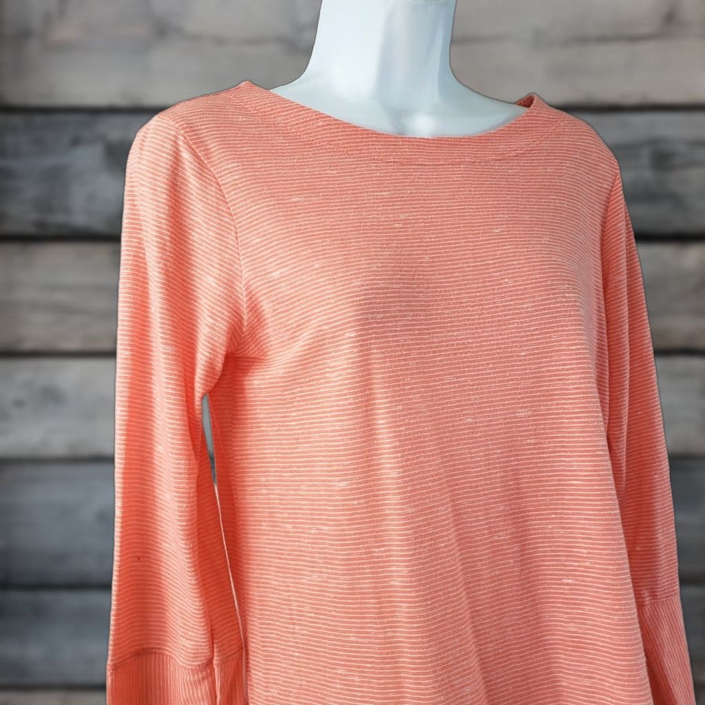 Prana Prana Womens Long Sleeve T-Shirt Size S Orange White Striped Casual Basic Shirt Womens Girls? Size S / US 4 / IT 40 - 1 Thumbnail