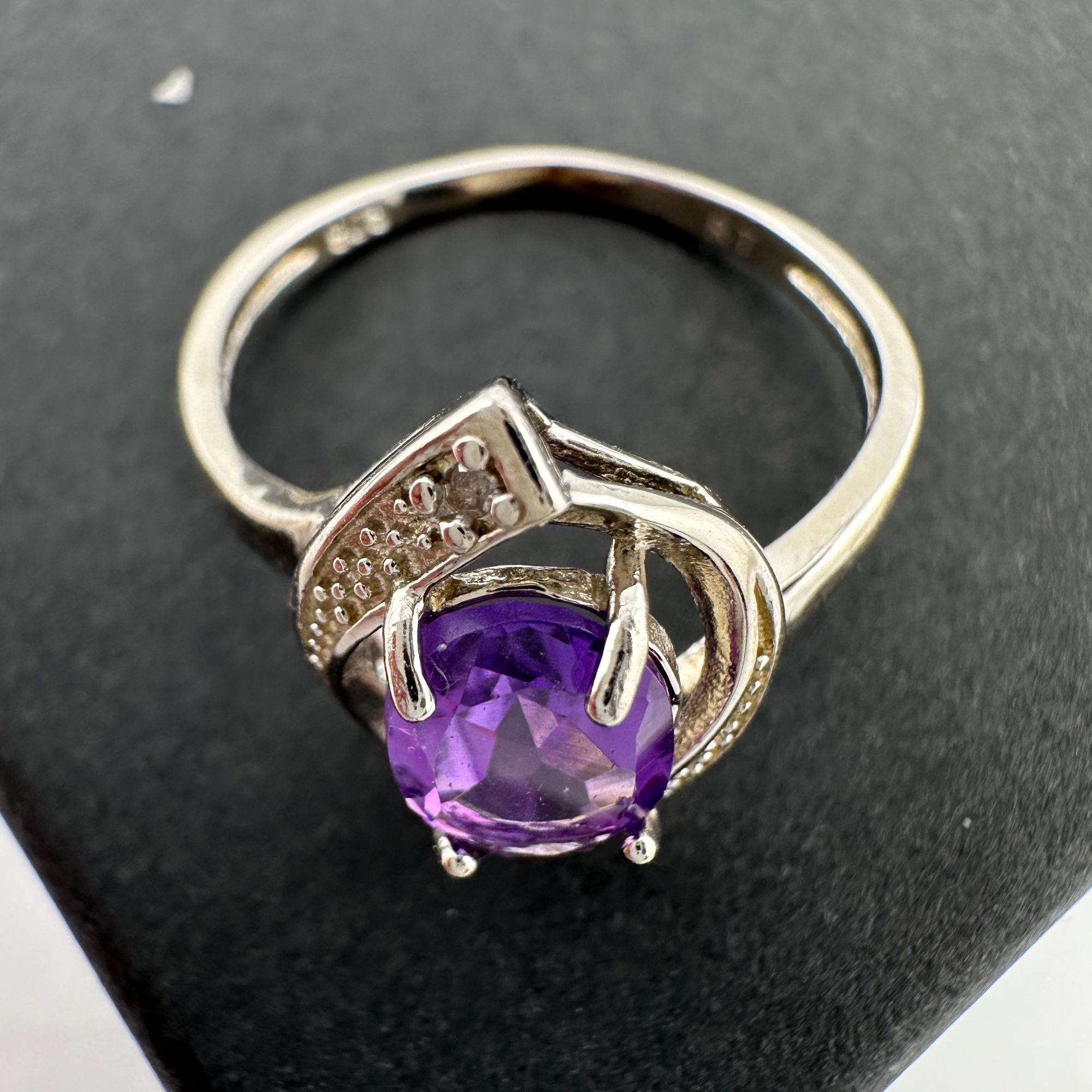 Other 1.11 Carat Amethyst Ring with Diamond Accent - Sterling Silv Size ONE SIZE - 6 Thumbnail