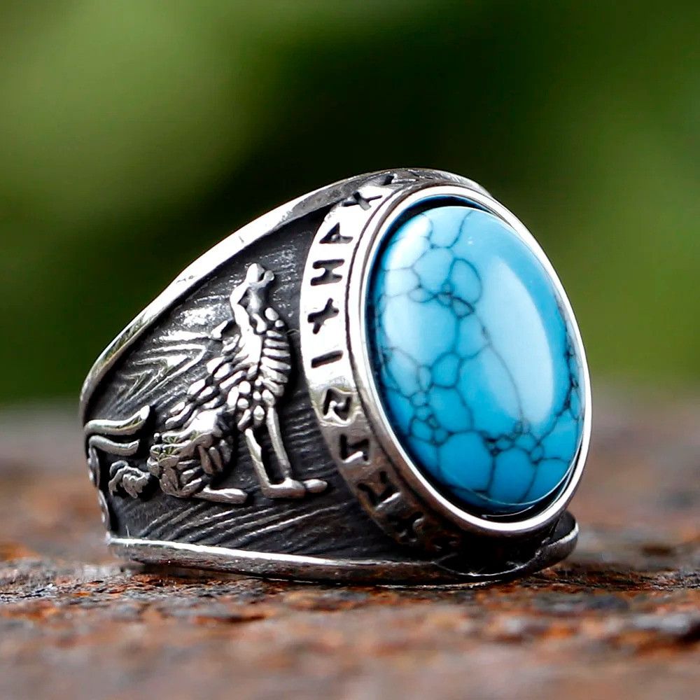 Jewelry Rune and Wolf Ring Size ONE SIZE - 1 Thumbnail