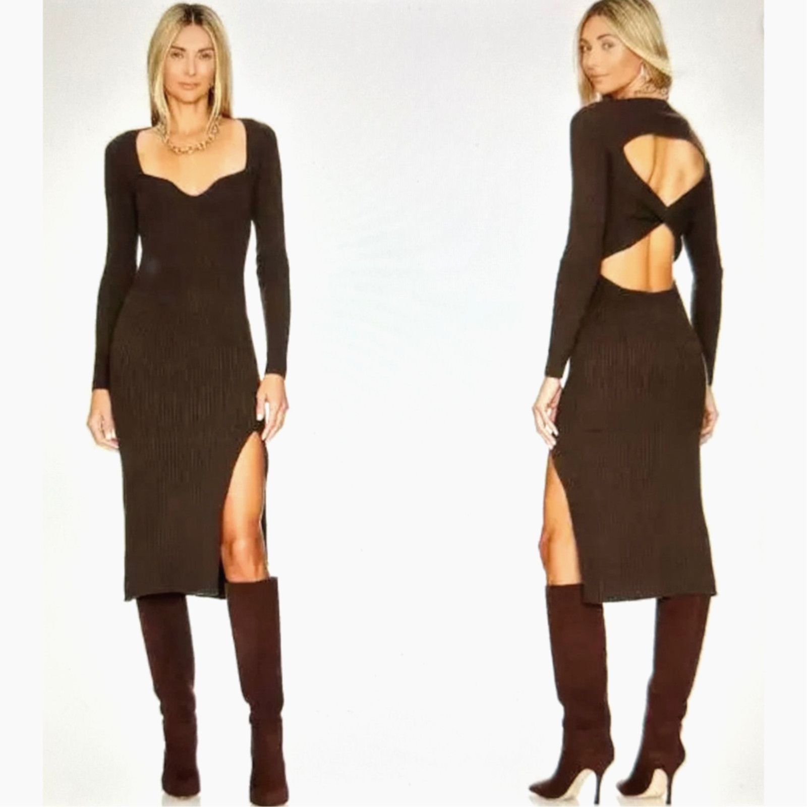 Other Skin Worldwide Mariana Cut Out Dress - Sable - size L Size L / US 10 / IT 46 - 4 Thumbnail