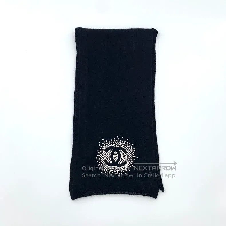 Chanel Chanel Black logo beaded wool scarf Size ONE SIZE - 1 Thumbnail