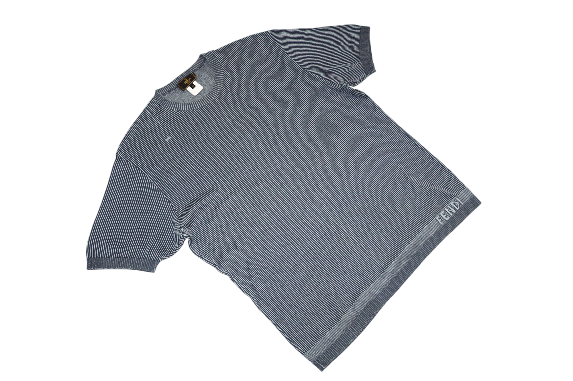 Fendi VTG Fendi Uomo Ribbed Woven Cotton Wool Baggy T-shirt Size US XL / EU 56 / 4 - 4 Thumbnail