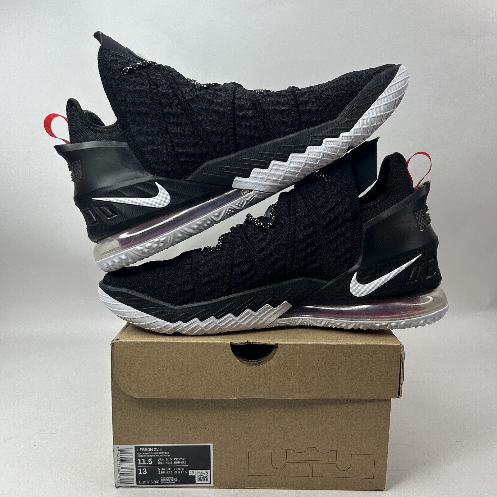 Nike Nike LeBron 18 XVIII "Bred/Black University Red” 2023 Size US 11.5 / EU 44-45 - 3 Thumbnail