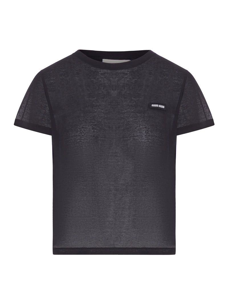 Miu Miu COTTON JERSEY T-SHIRT WITH EMBROIDERY Size S / US 4 / IT 40 - 1 Thumbnail