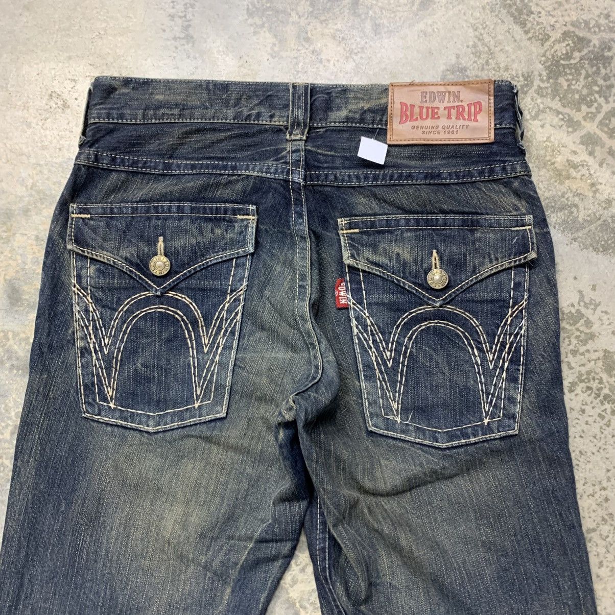 Edwin × If Six Was Nine × Japanese Brand Vintage Edwin Blue Trip Clawmark Twisted Leg Jean Size US 33 - 14 Thumbnail