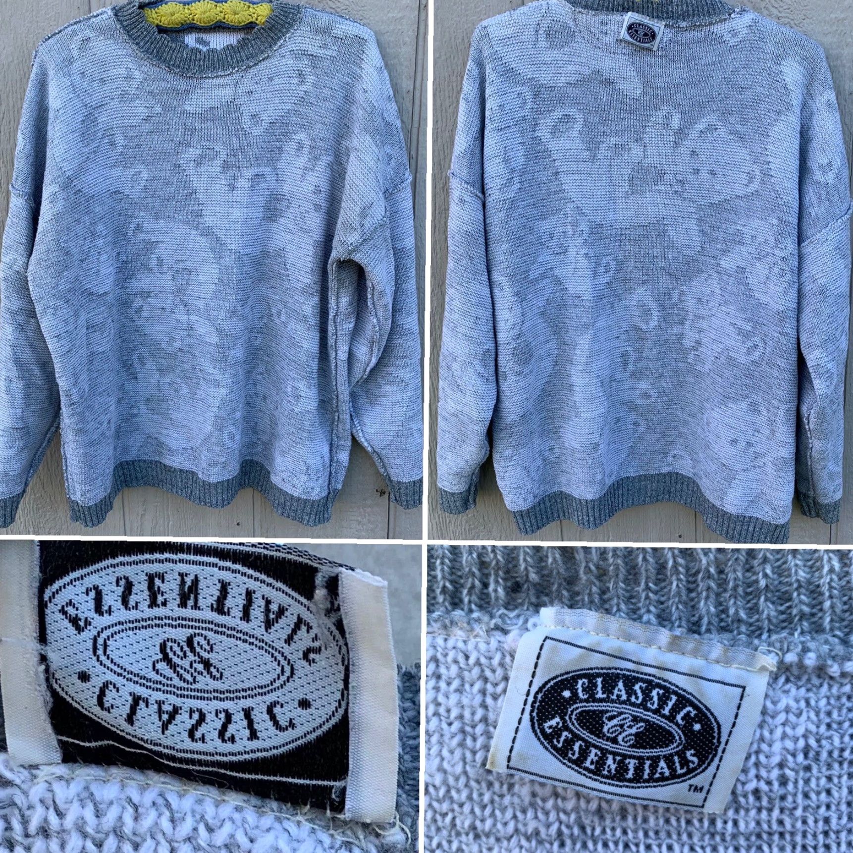 Vintage vintage Teddy Bear sweater acrylic gray white 80s 90s fairy kei XXL 2XL Classic Essentials Regular Girls Womens Mens (see pics) Size XXL / US 16-18 / IT 52-54 - 7 Thumbnail