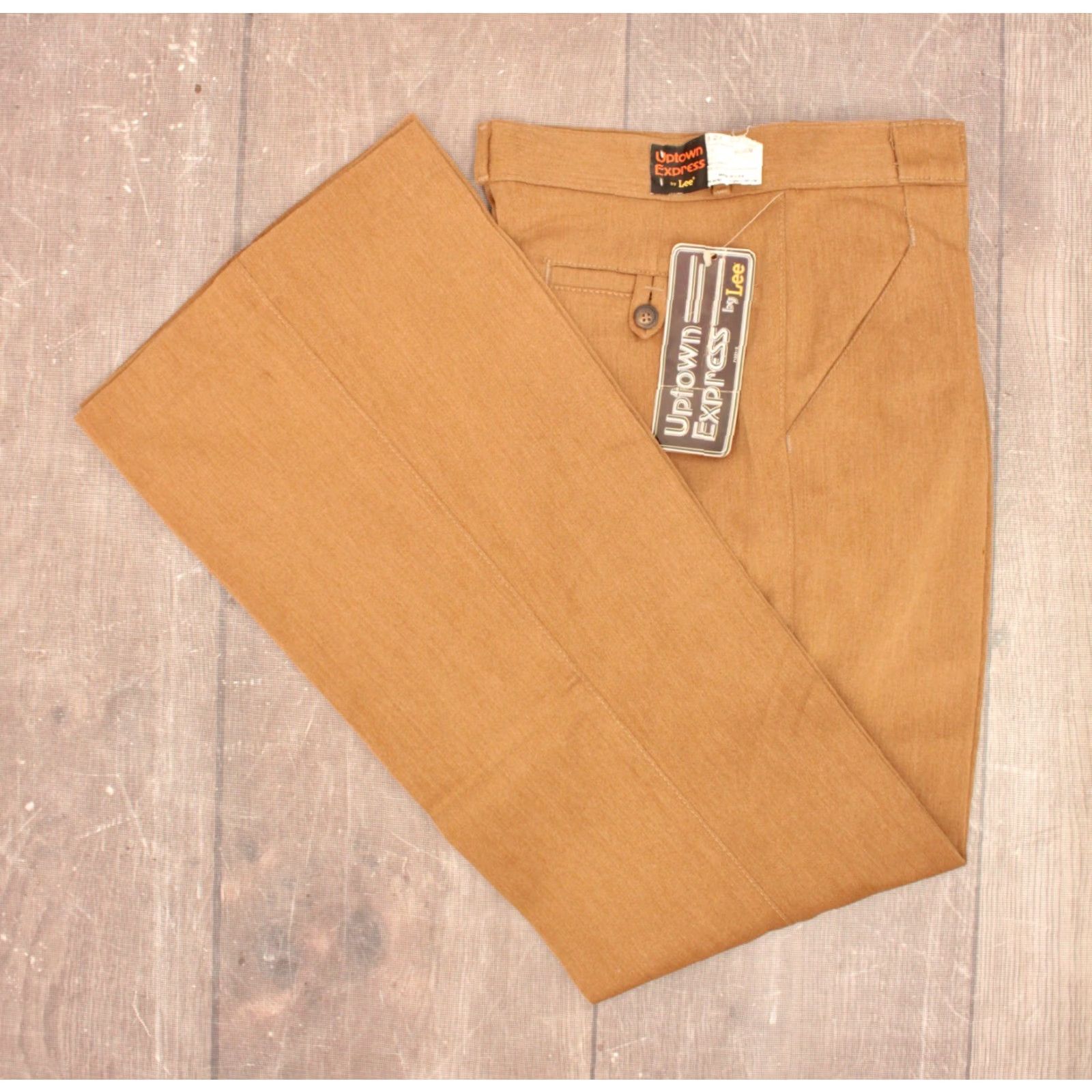 Lee VINTAGE Lee Pants 28x31 70s Disco Tan Beige 1970s NOS Lee Bellbottoms Mens Size US 28 / EU 44 - 2 Thumbnail