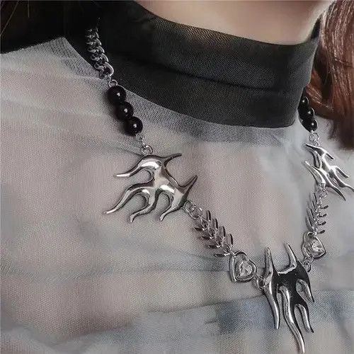 Other Metal Flame Stitching Pearl Necklace Size ONE SIZE - 1 Thumbnail
