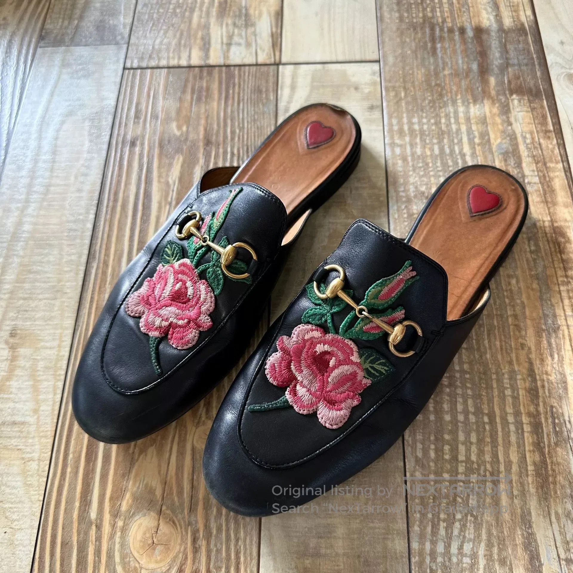 Gucci GUCCI Princetown Leather Slippers. Size US 7 / IT 37 - 1 Thumbnail